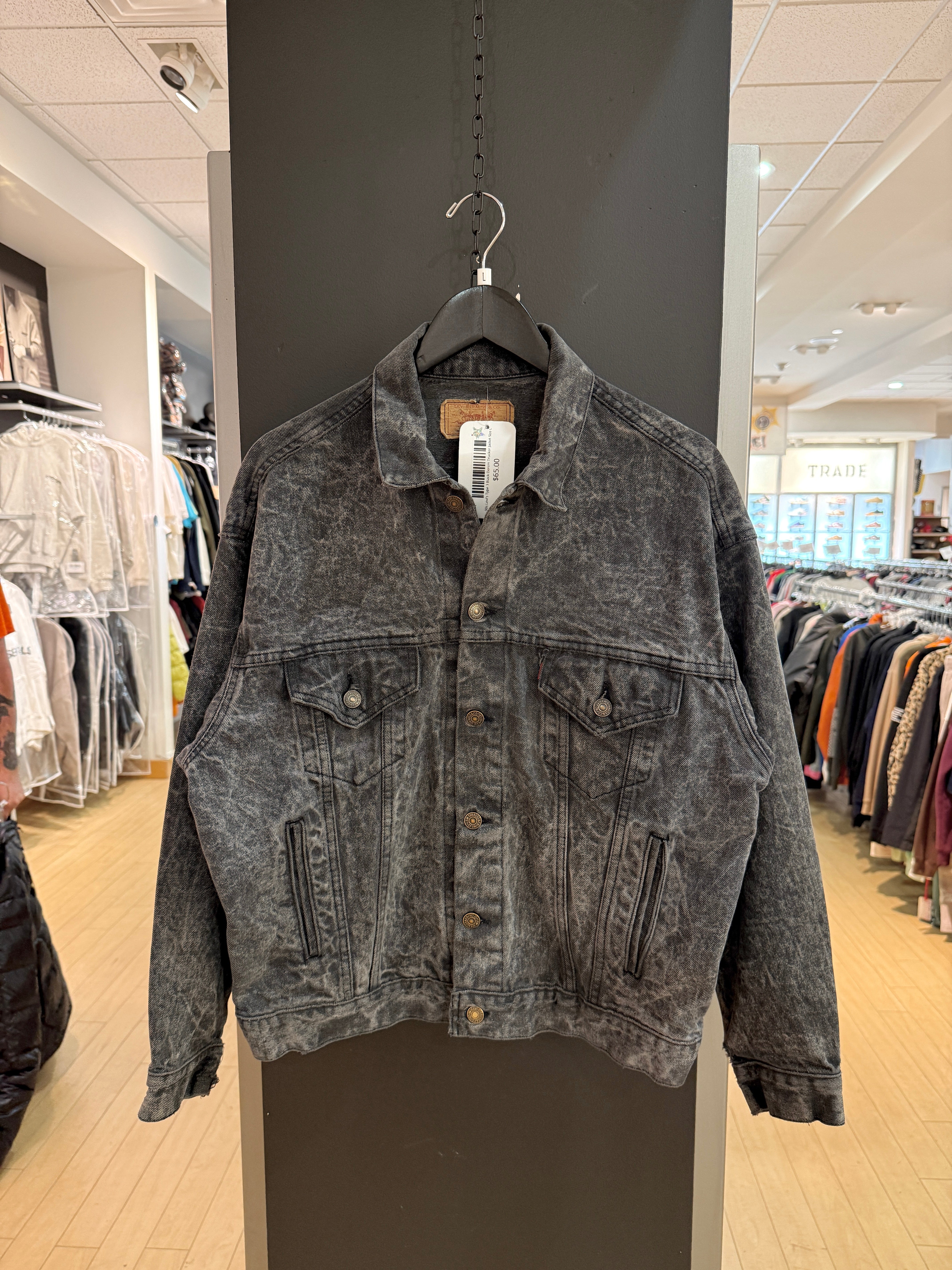 90s Levi's Type 3 Black Denim Trucker Jacket Size L
