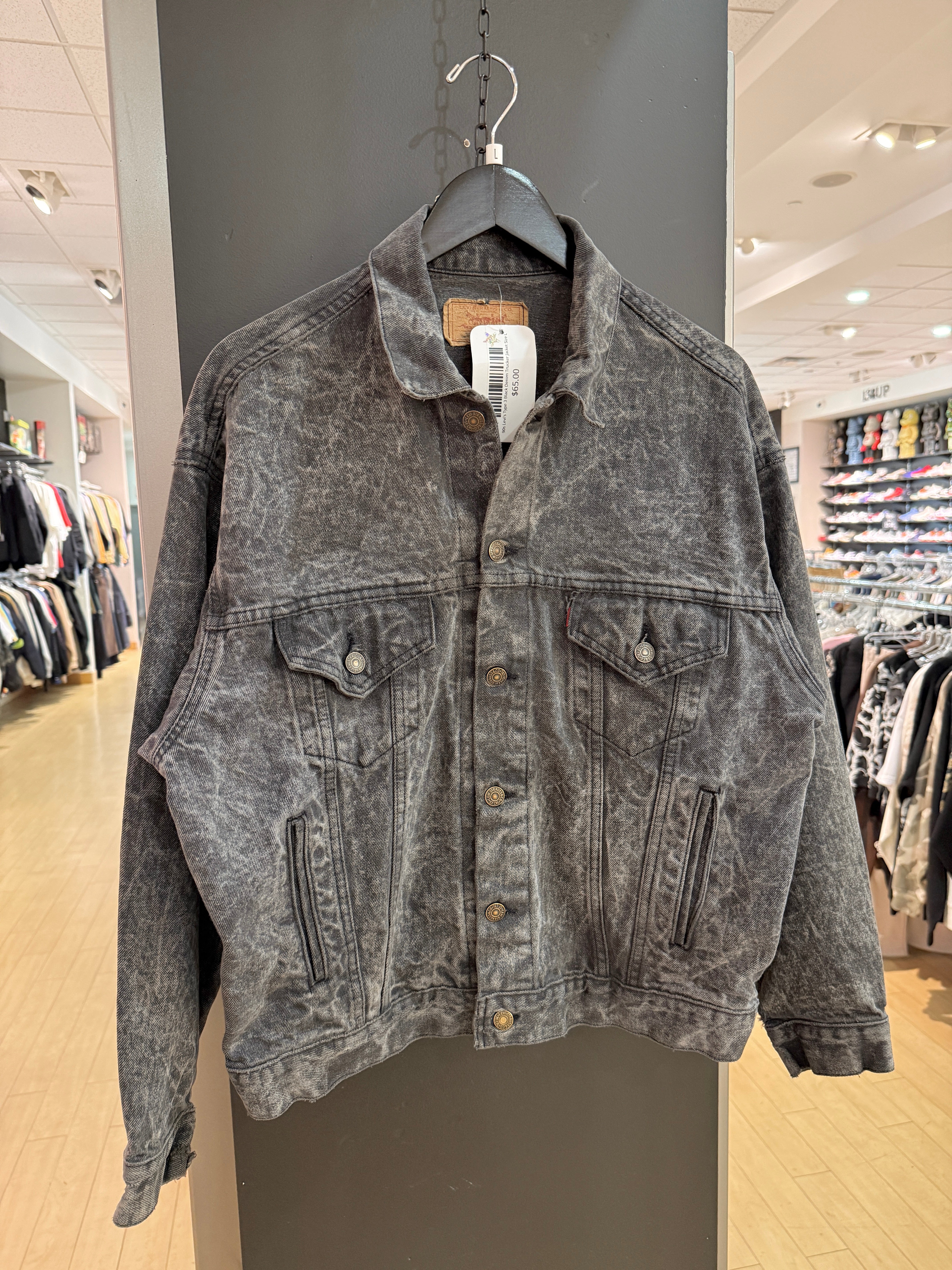 90s Levi's Type 3 Black Denim Trucker Jacket Size L