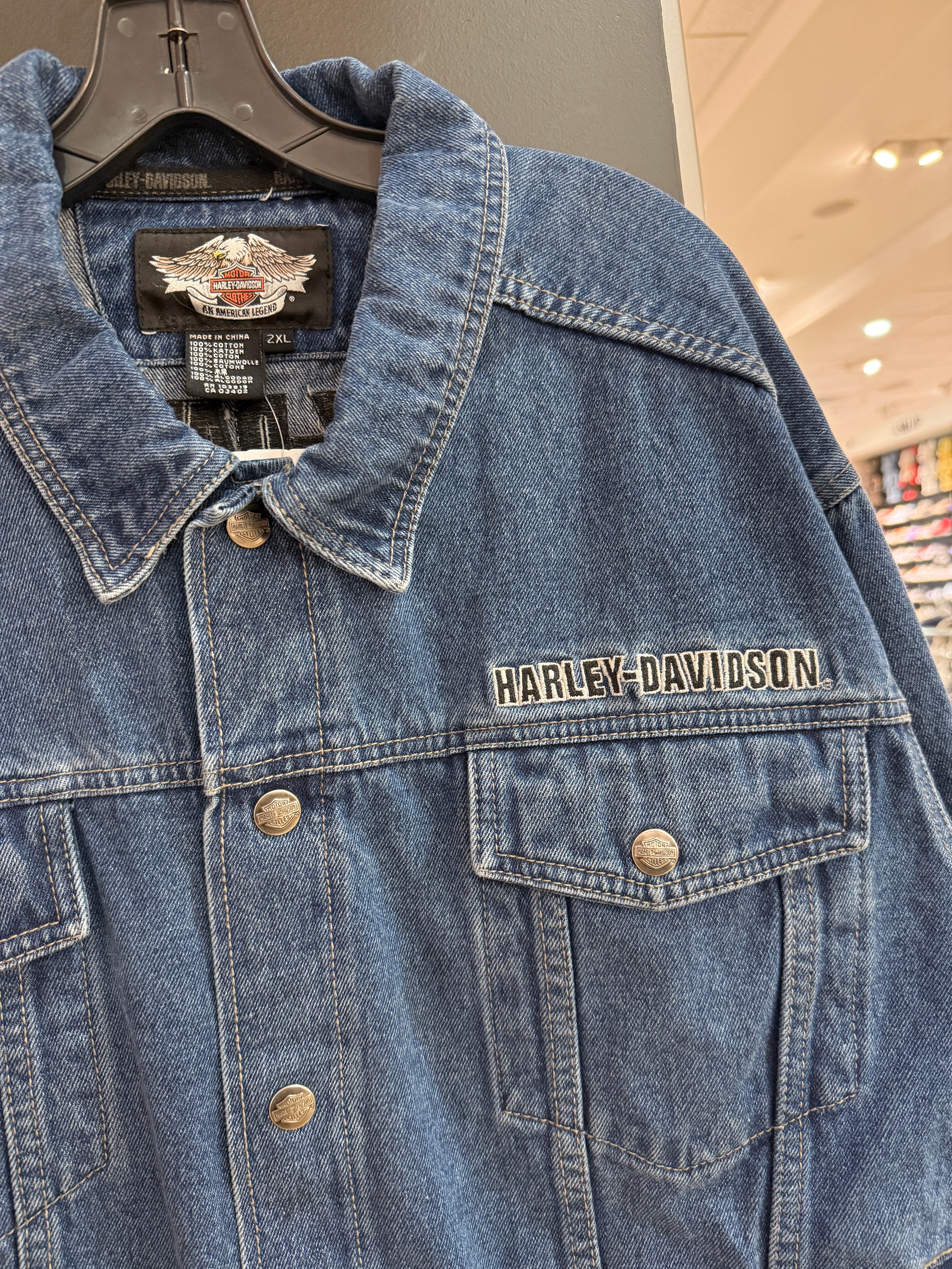 2008 Harley Davidson Denim Trucker Jacket Size XXL