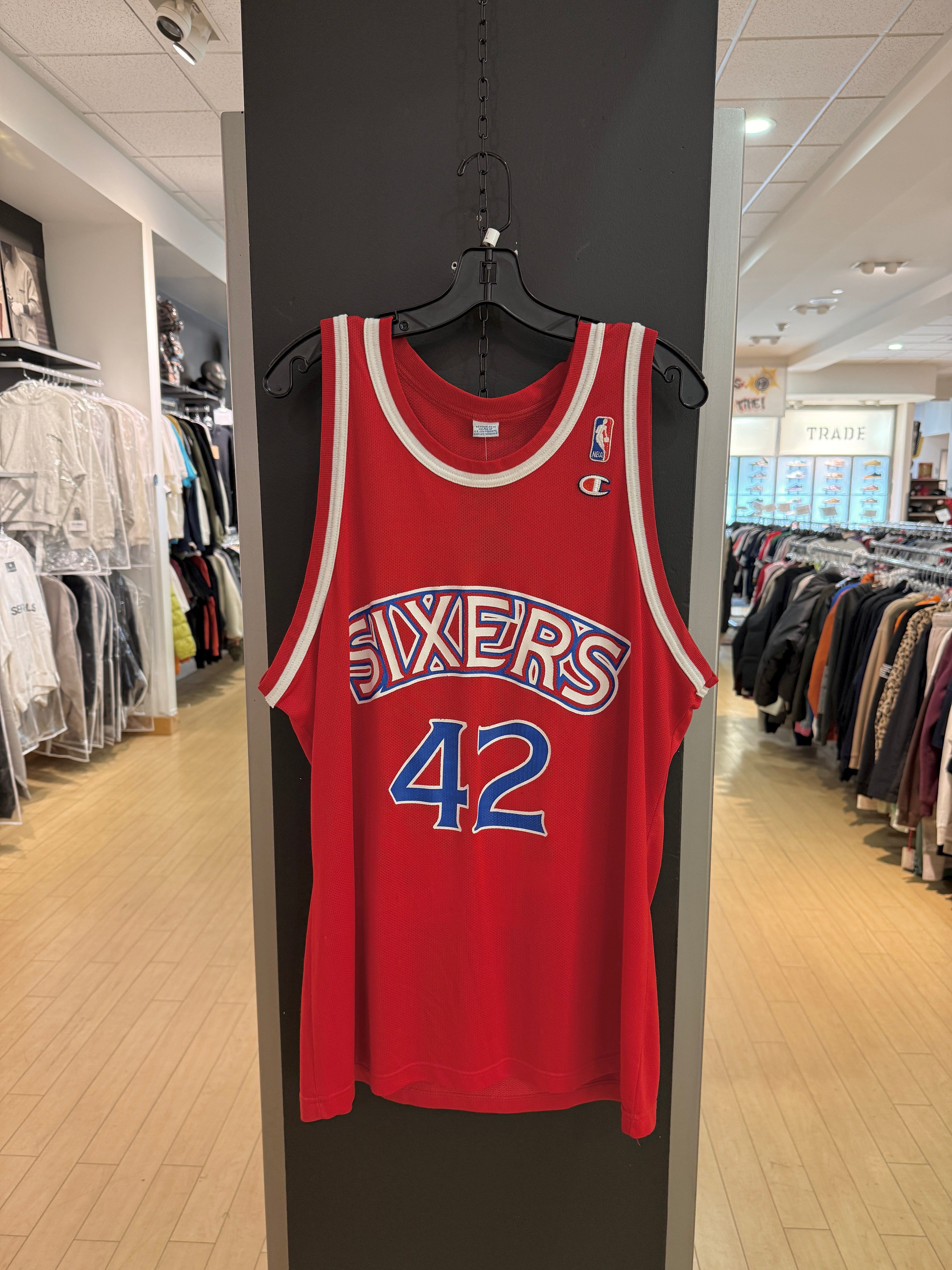 90s Jerry Stackhouse Red Champion 76ers Jersey Size L