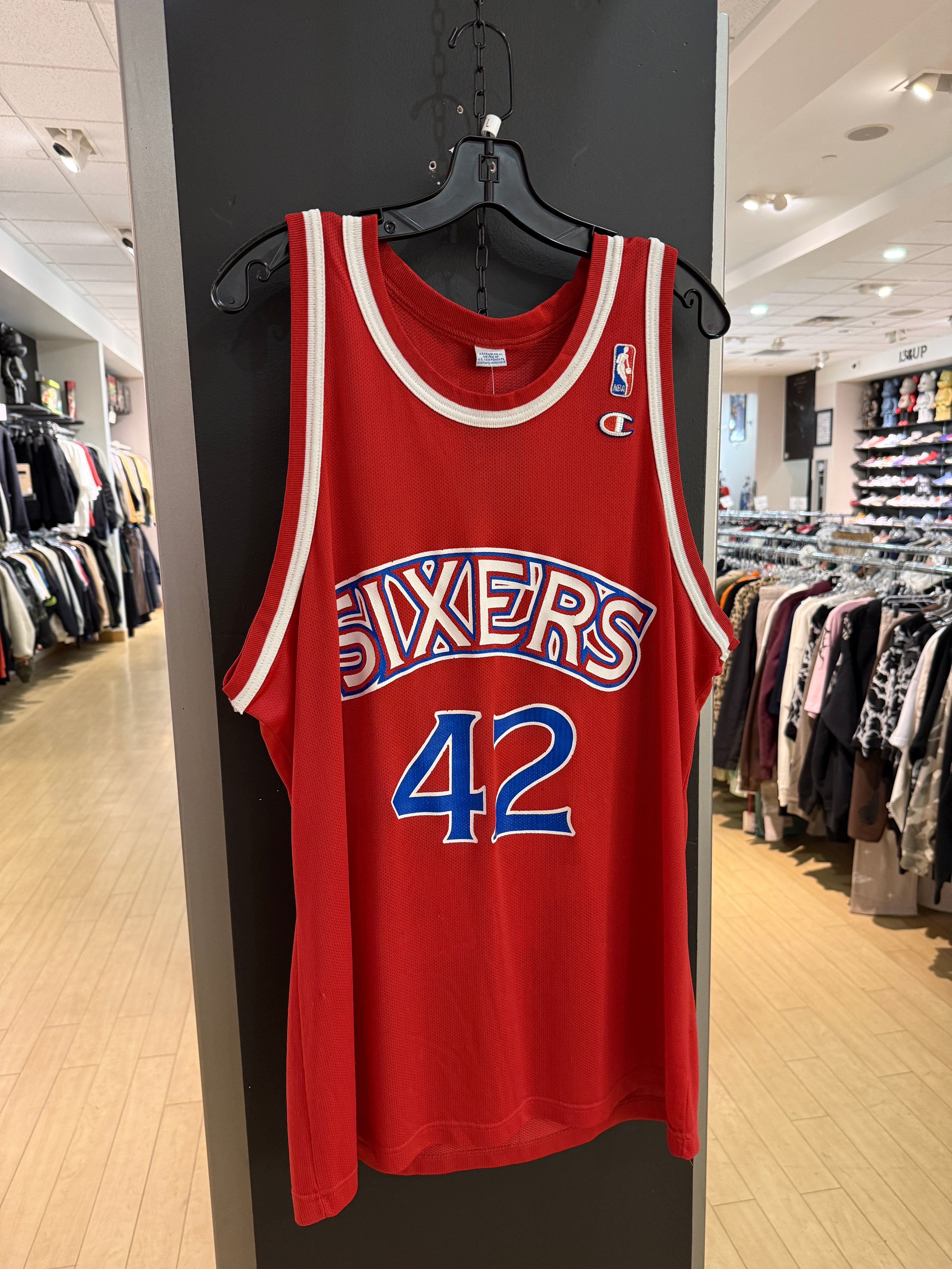 90s Jerry Stackhouse Red Champion 76ers Jersey Size L