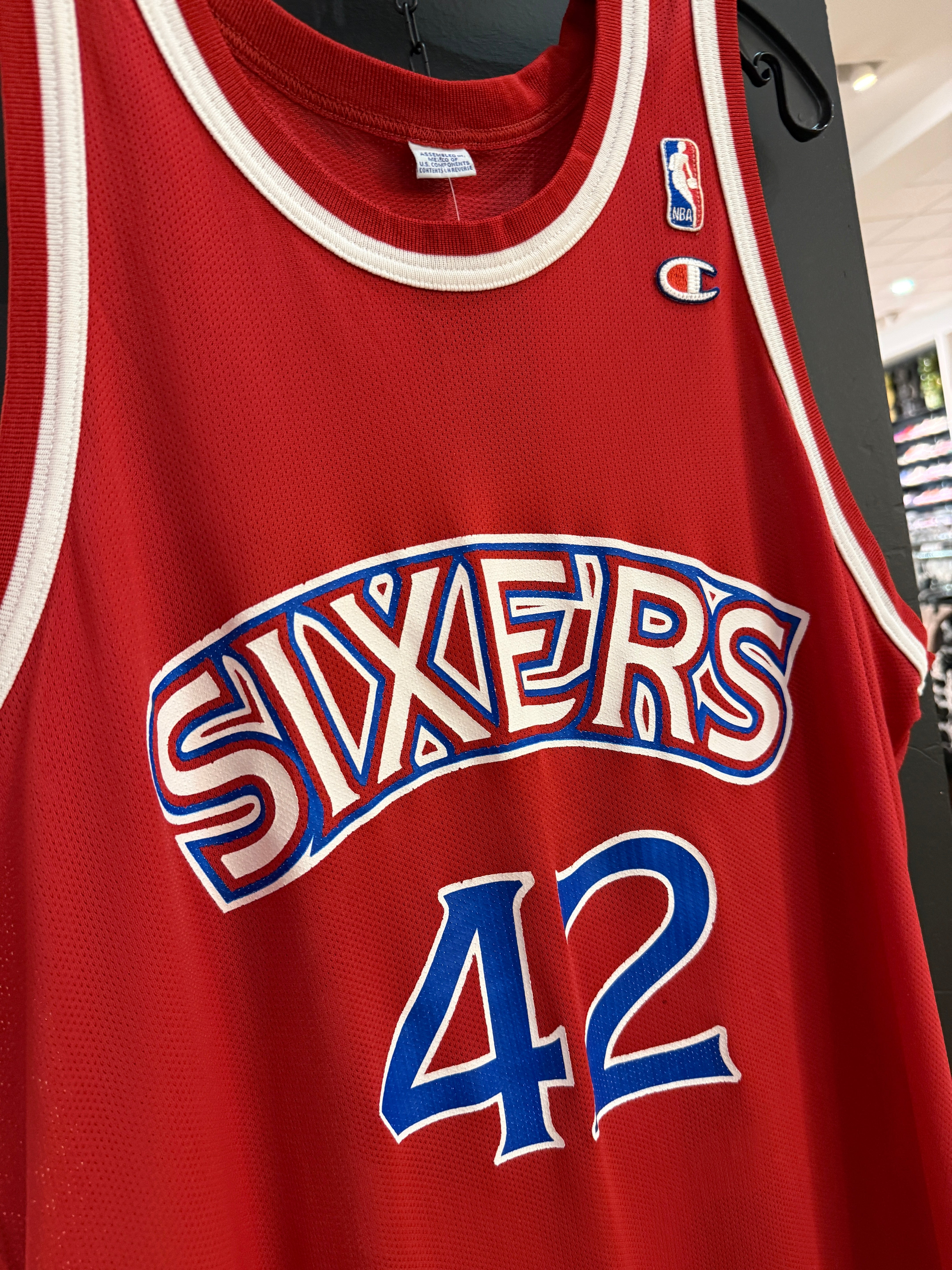90s Jerry Stackhouse Red Champion 76ers Jersey Size L