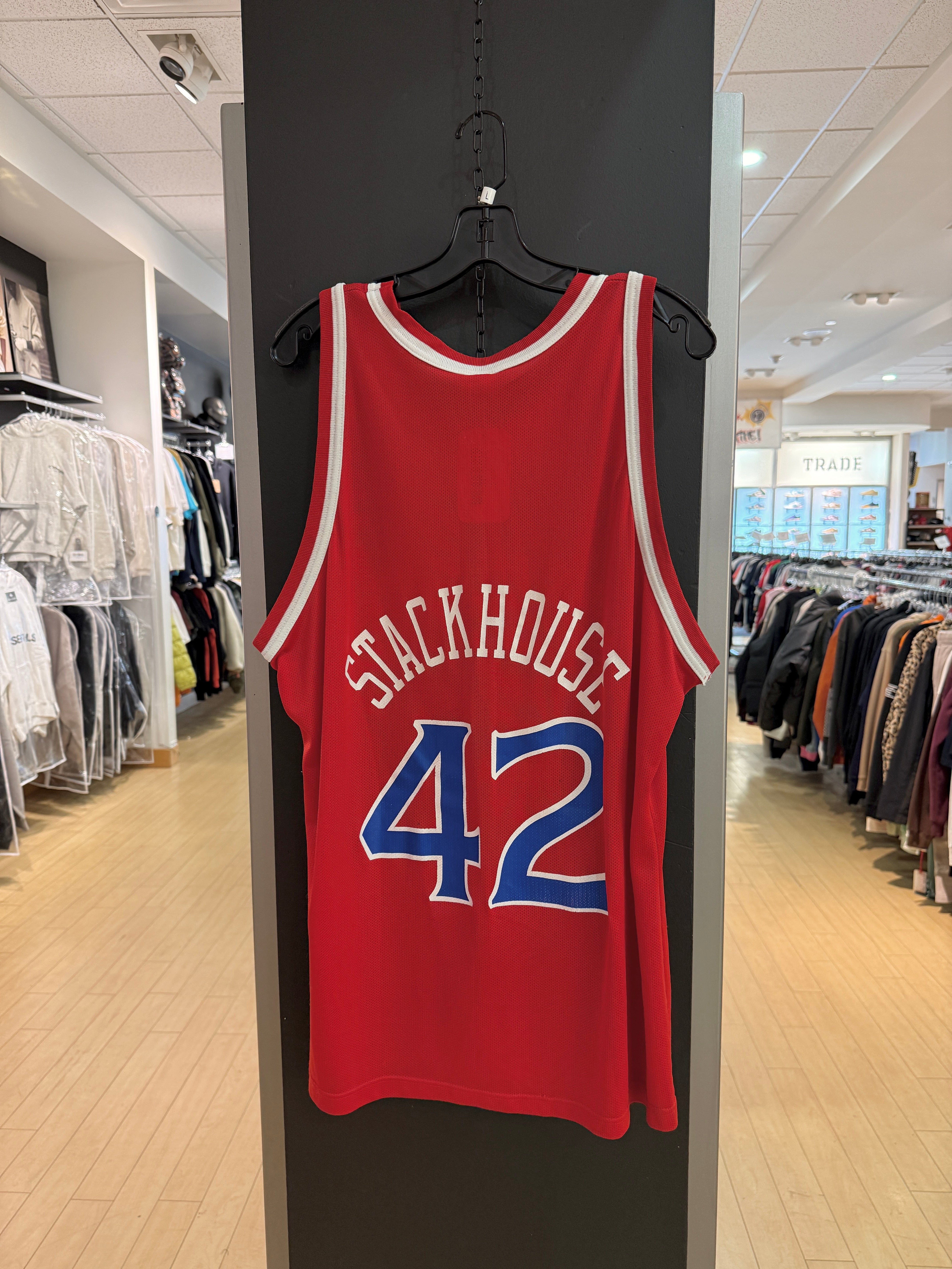 90s Jerry Stackhouse Red Champion 76ers Jersey Size L