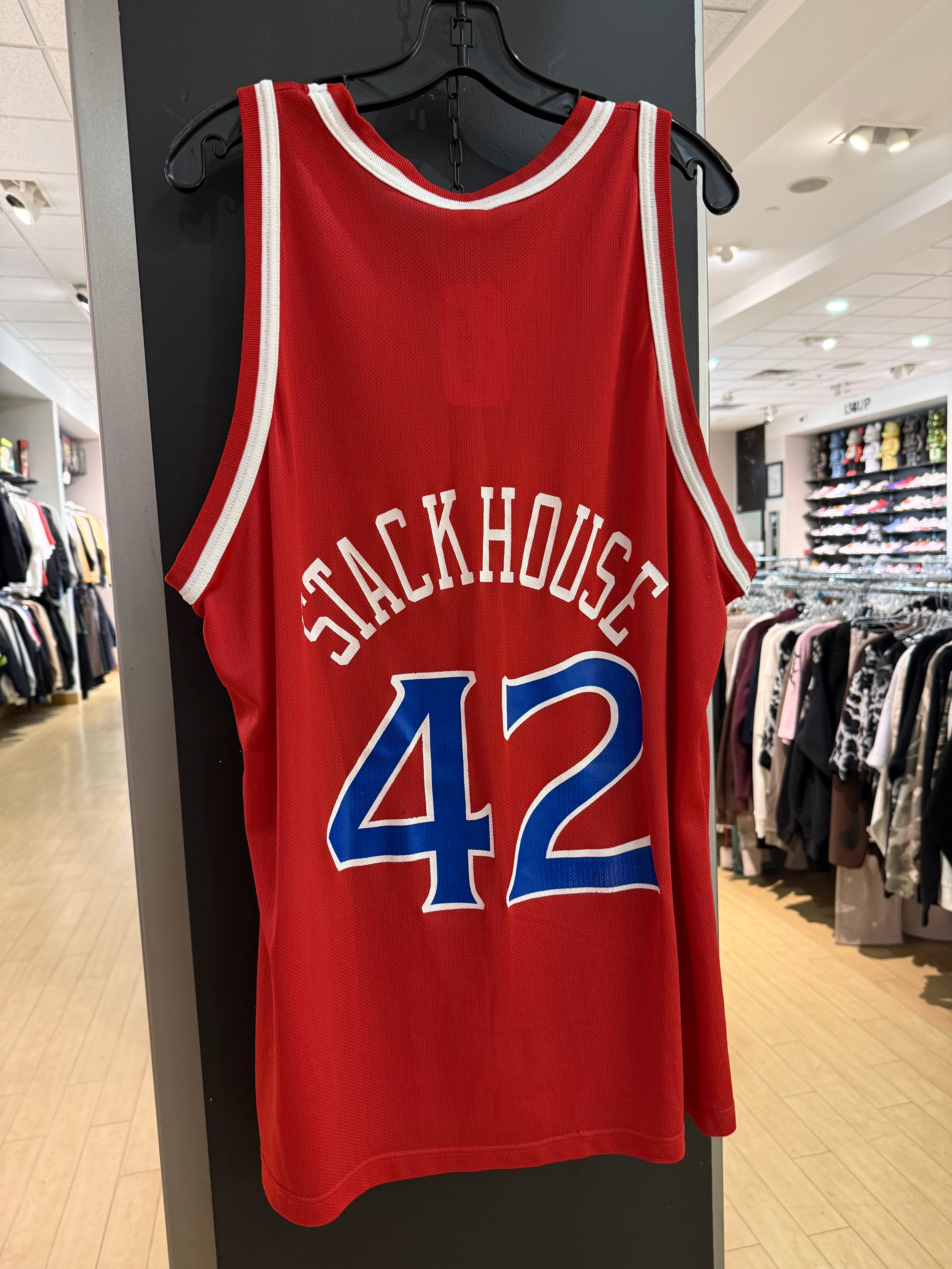 90s Jerry Stackhouse Red Champion 76ers Jersey Size L