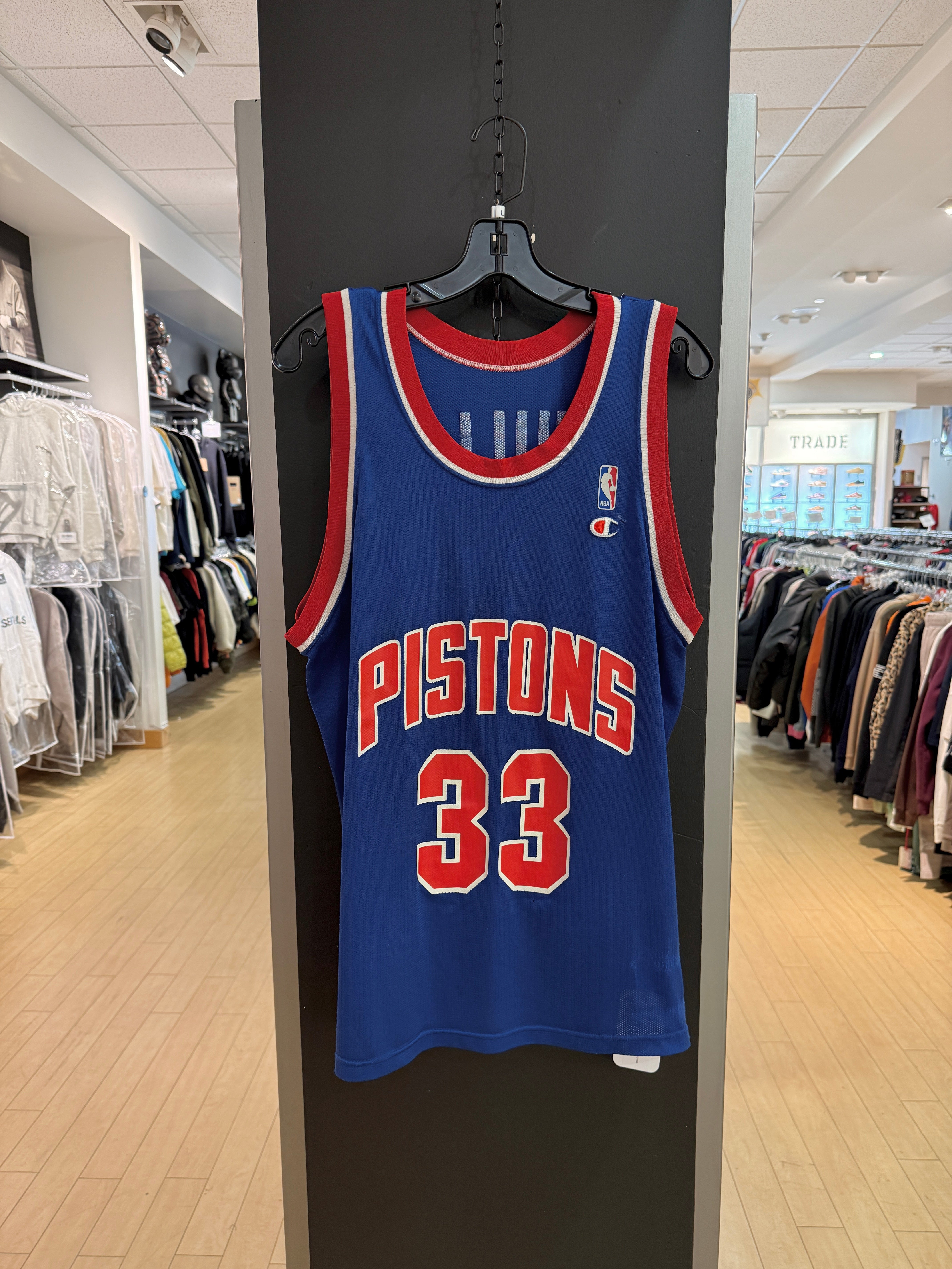 90s Grant Hill Champion Red Detroit Pistons Jersey Size L