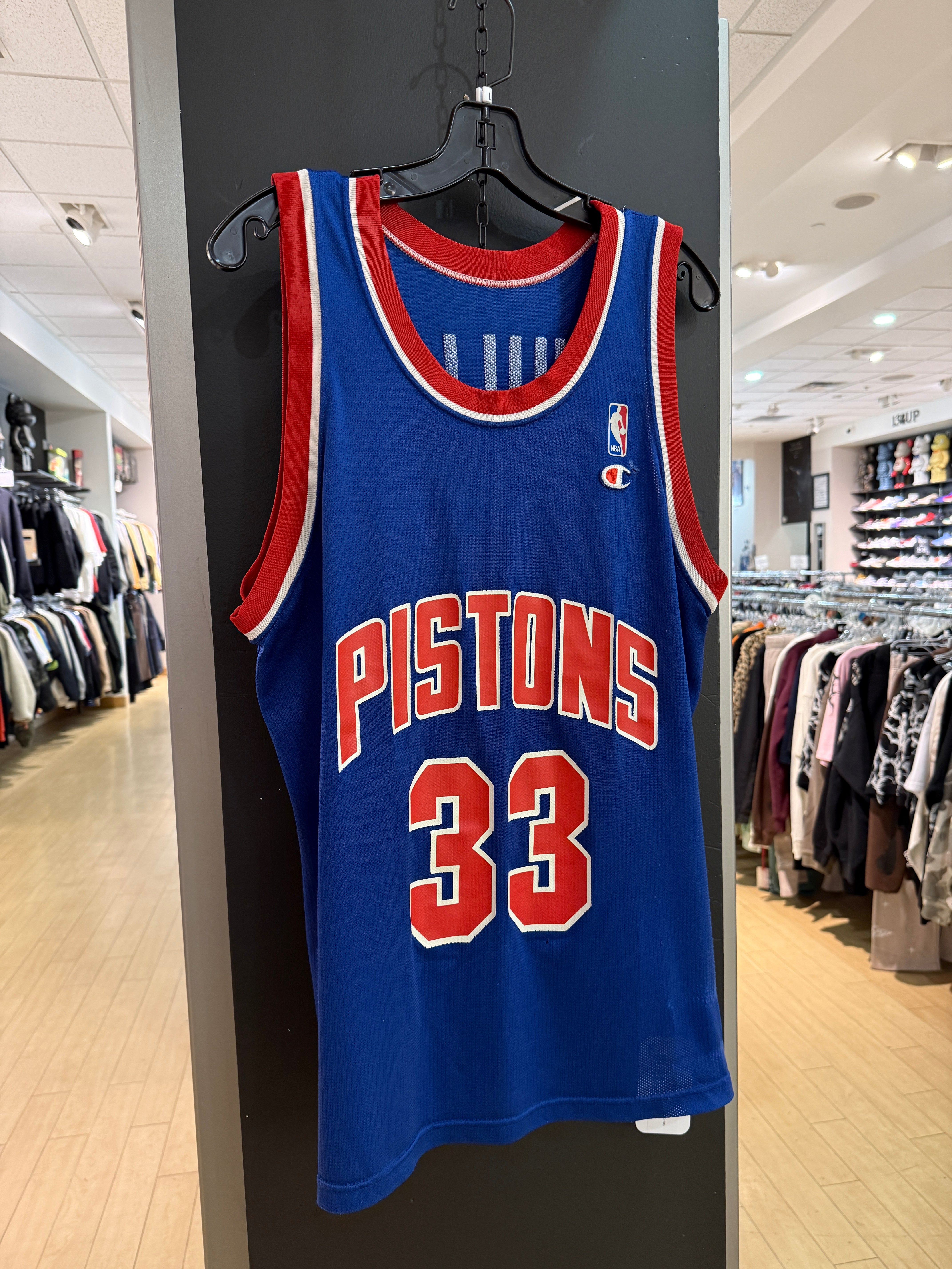 90s Grant Hill Champion Red Detroit Pistons Jersey Size L