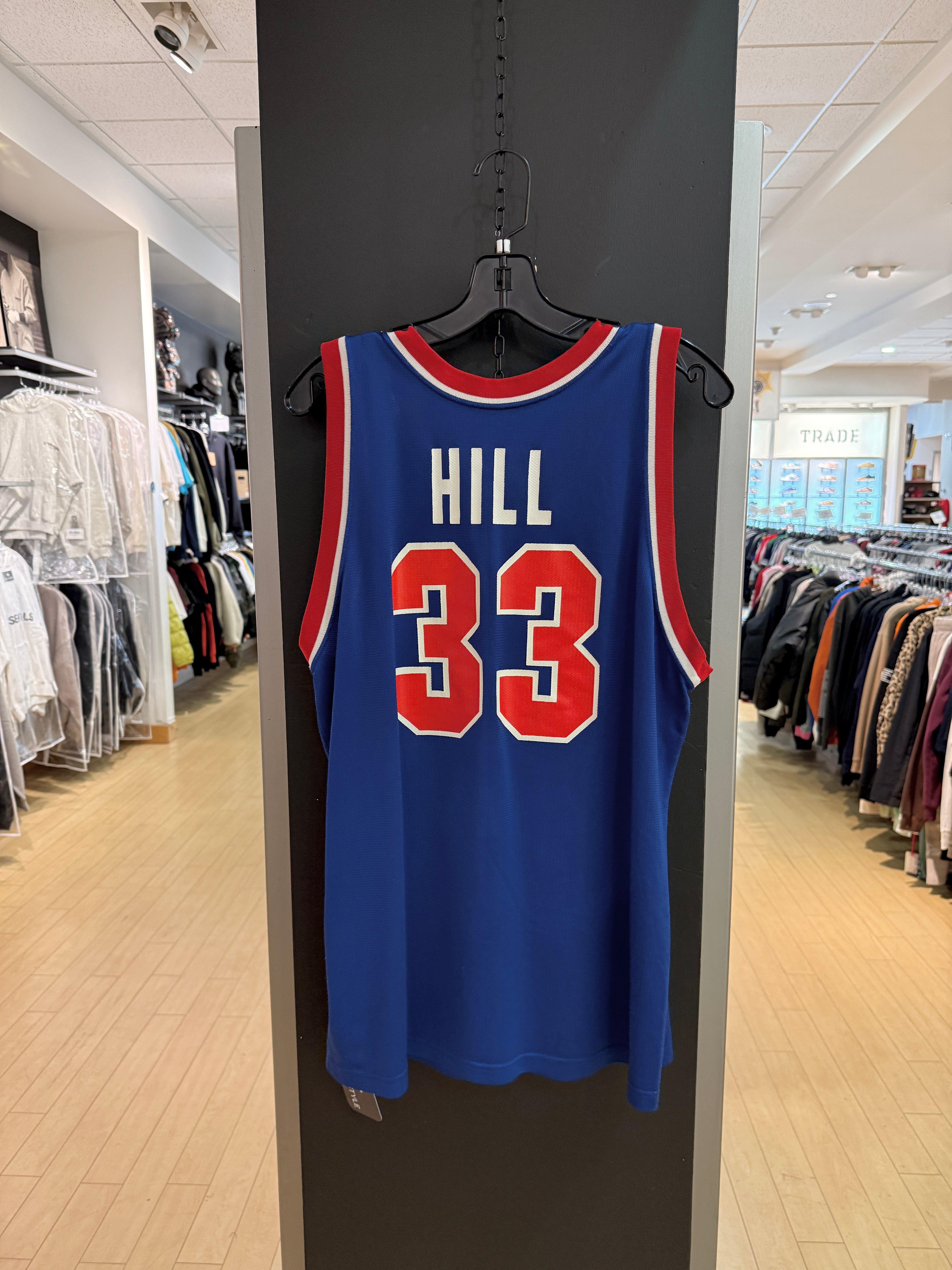 90s Grant Hill Champion Red Detroit Pistons Jersey Size L