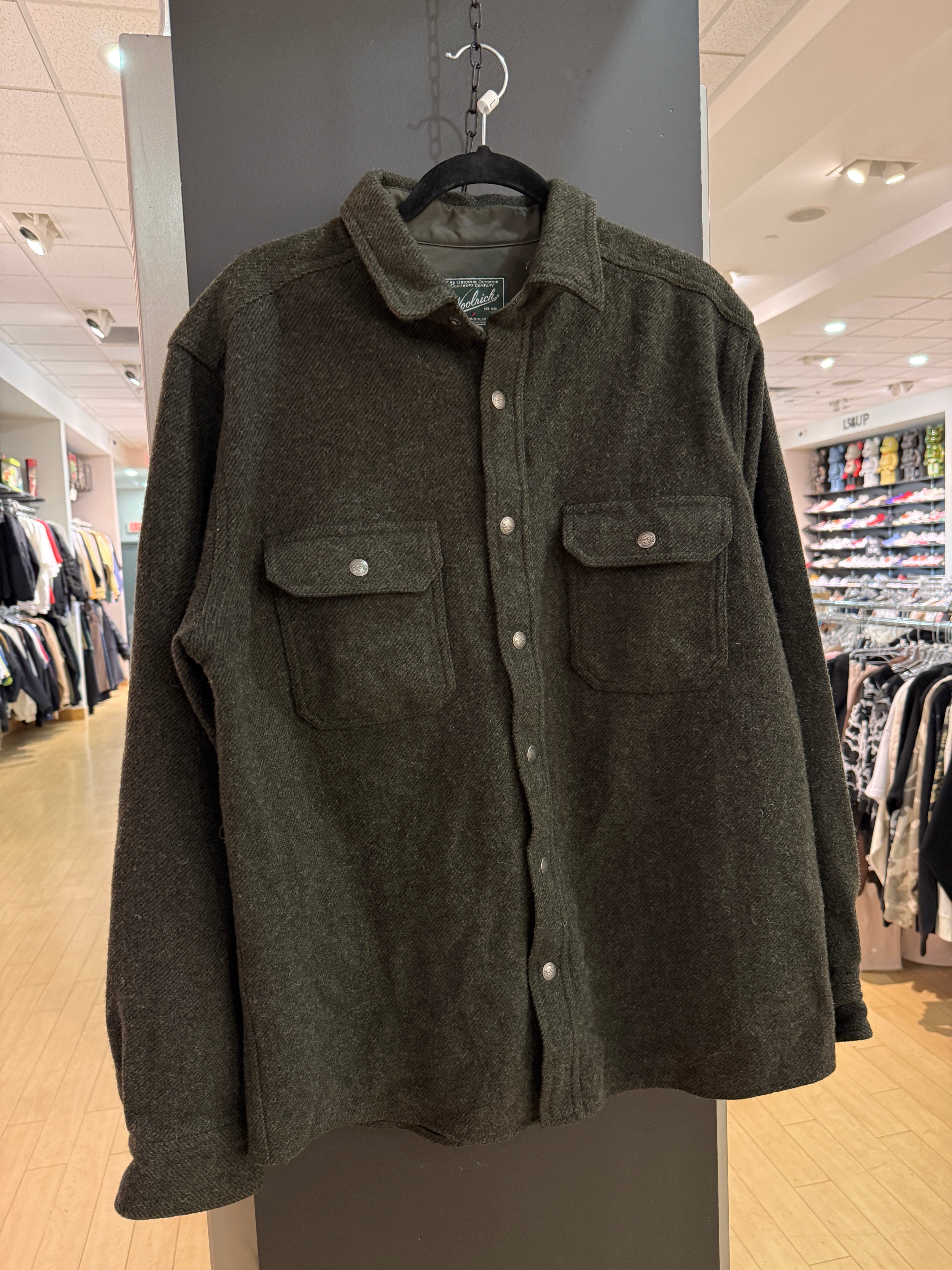 Y2K Woolrich Olive Green Wool Shacket Size L