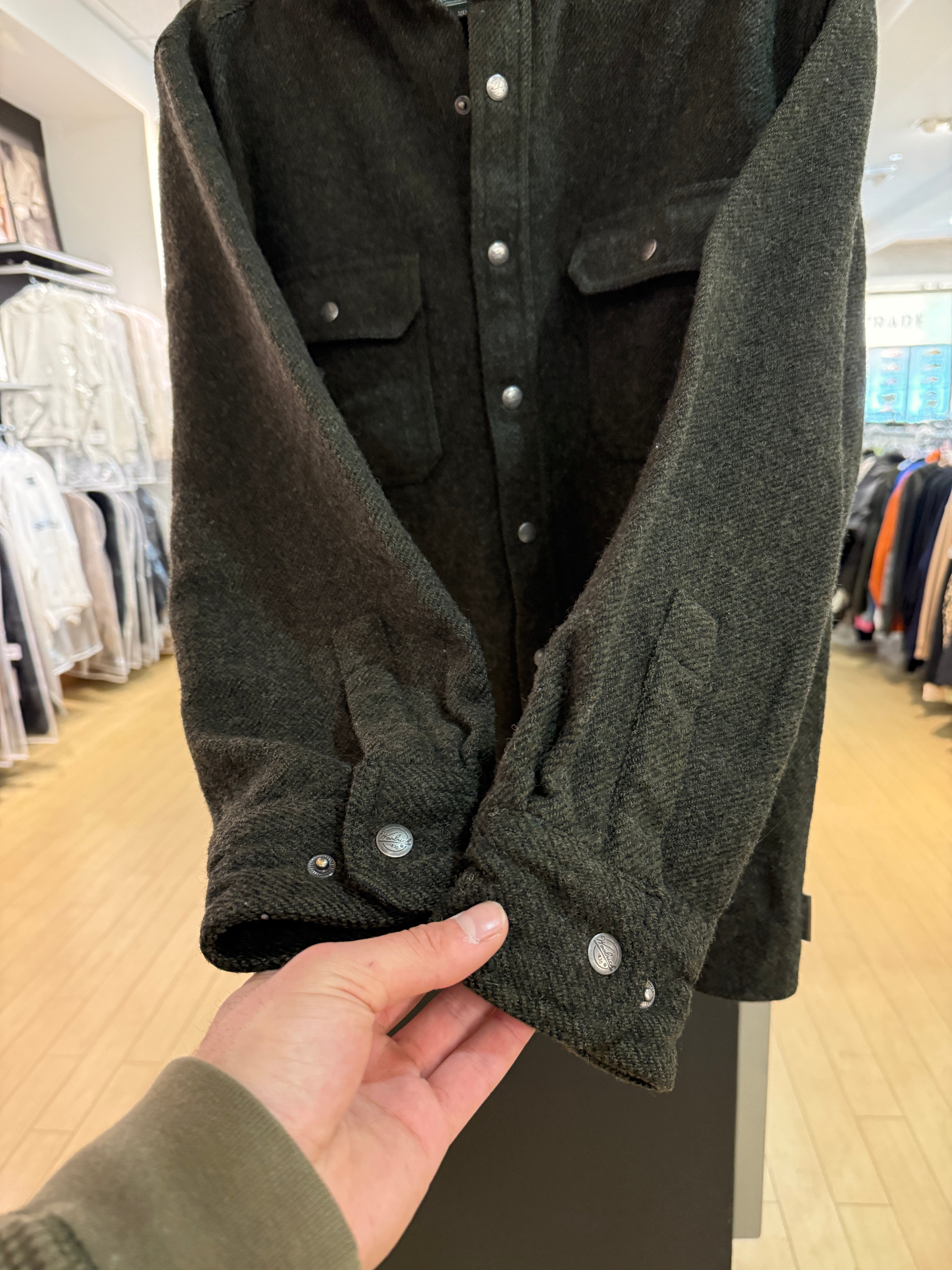 Y2K Woolrich Olive Green Wool Shacket Size L