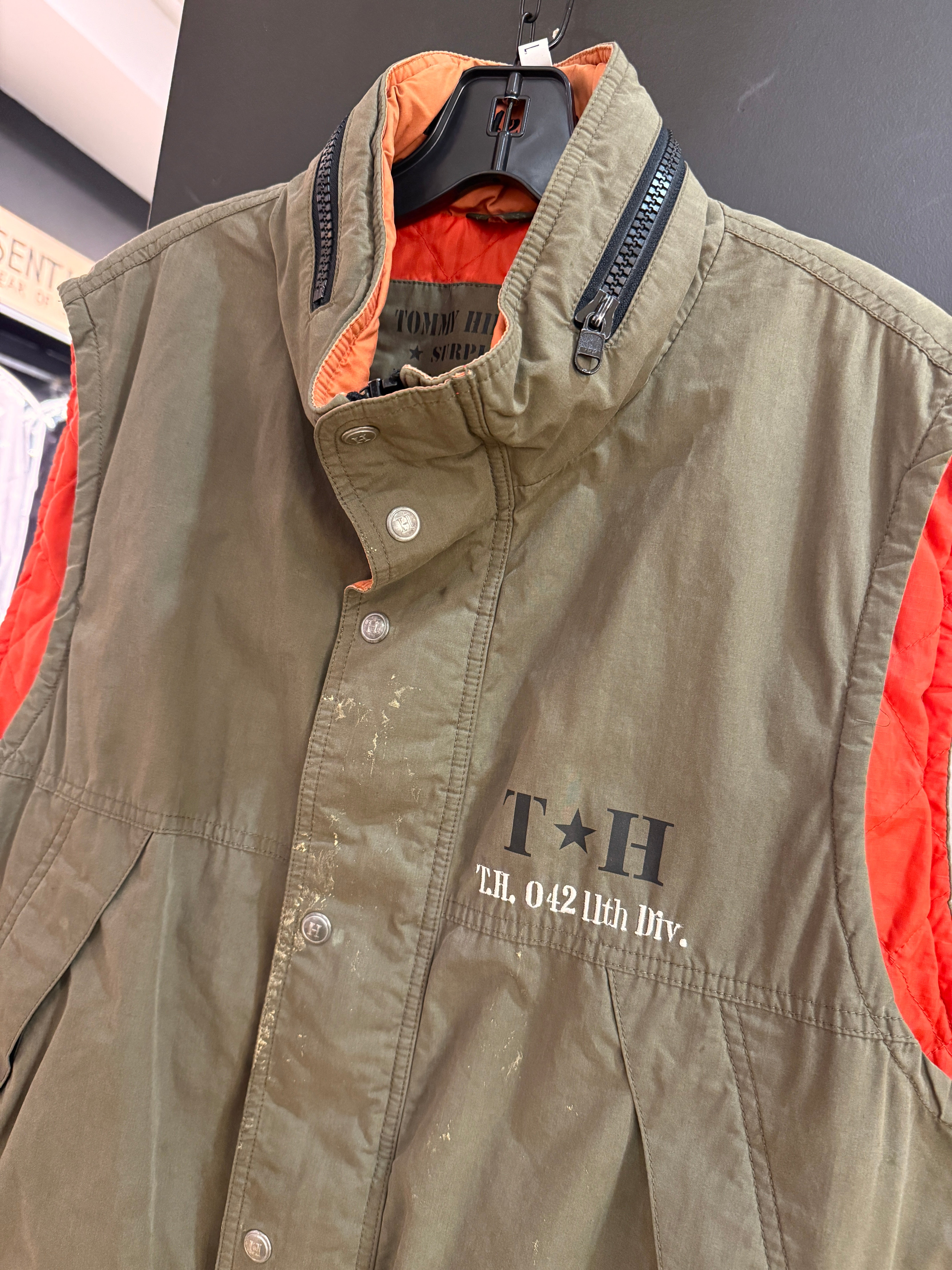 Y2K Tommy Hilfiger Surplus 042 Olive Puffer Vest Size L