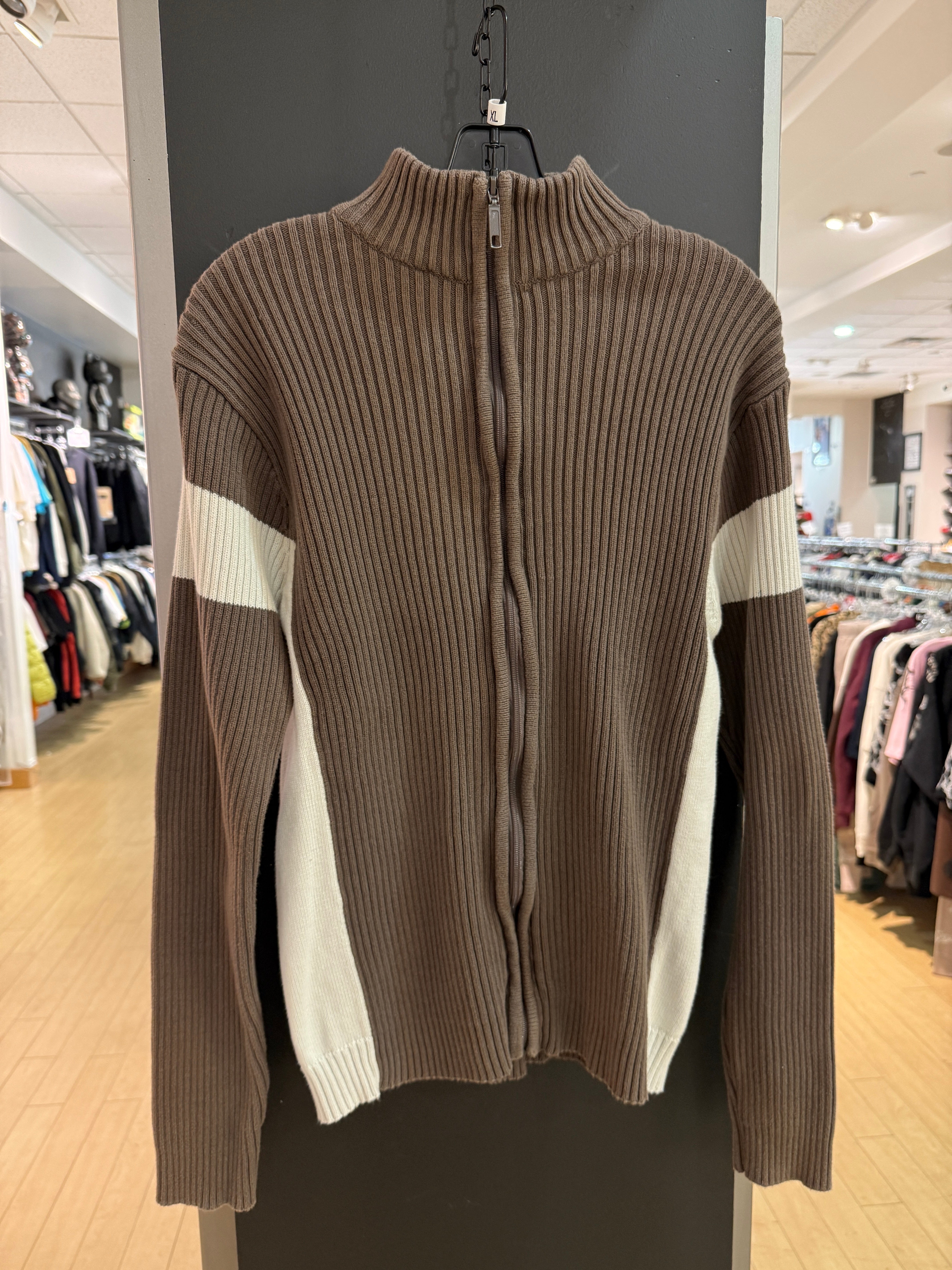Y2K Clockhouse Brown Zip Up Sweater Size XL