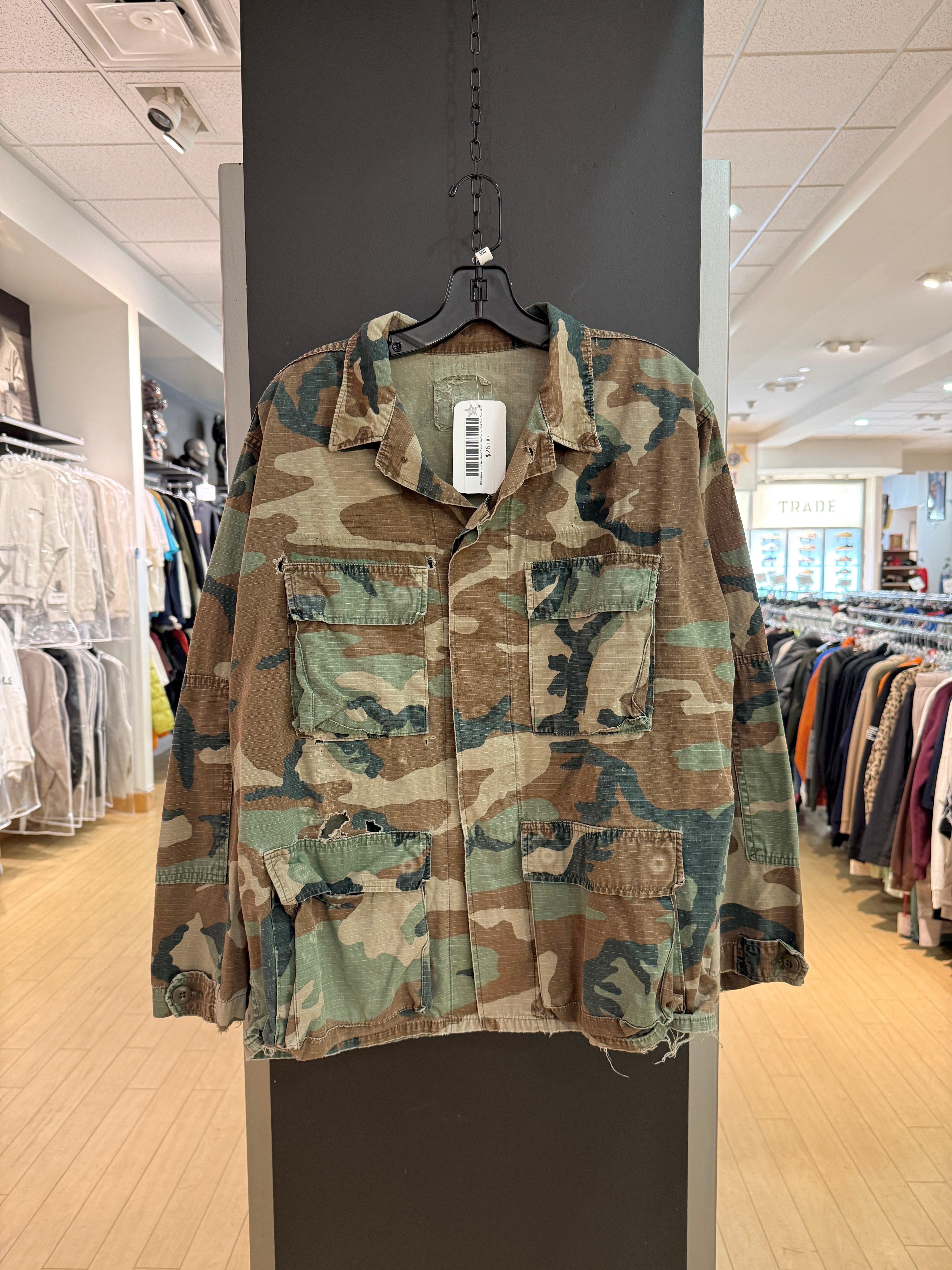 BDU Army Issue Woodland Camo Ripstop Combat Coat Size M