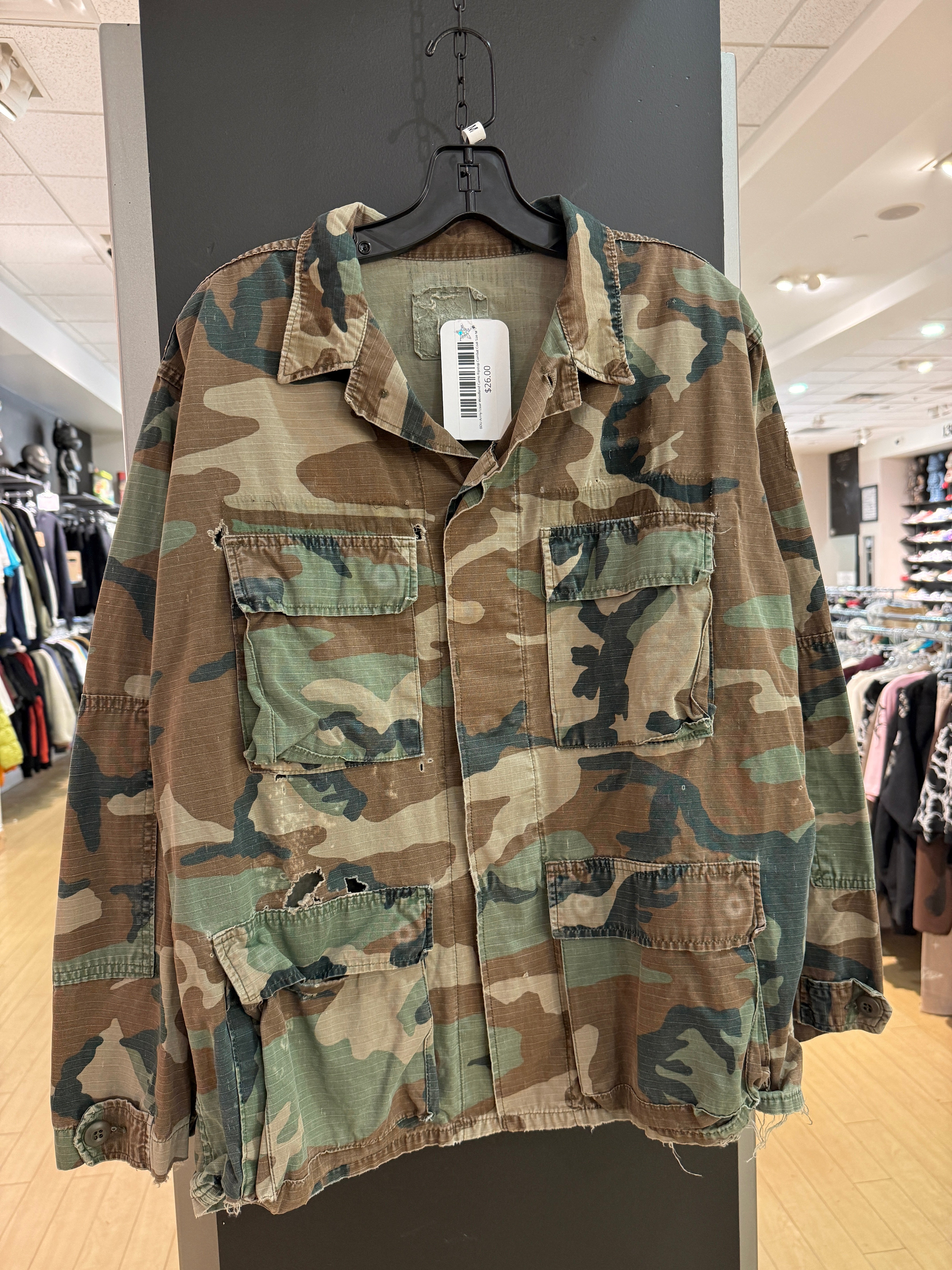 BDU Army Issue Woodland Camo Ripstop Combat Coat Size M