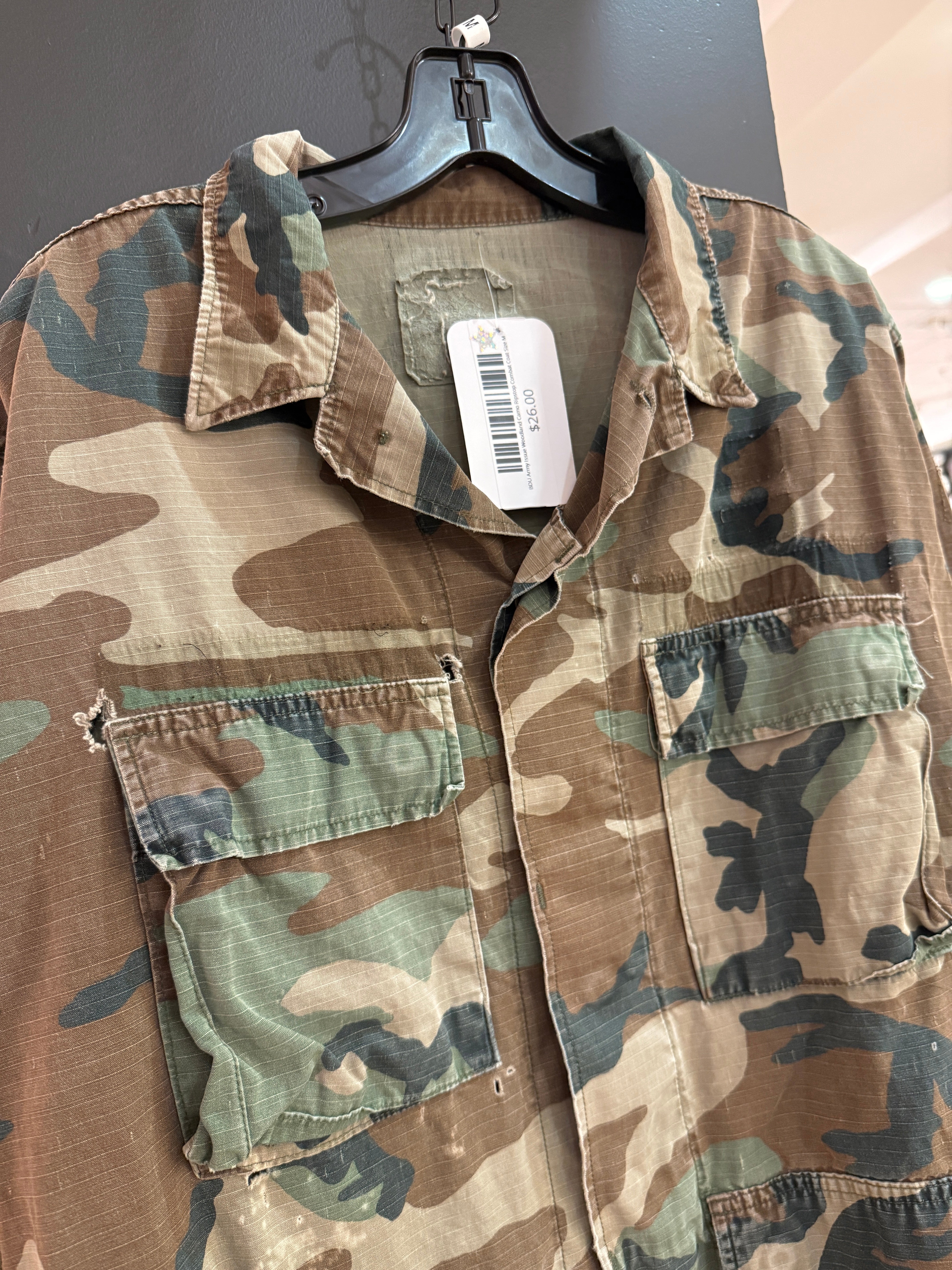 BDU Army Issue Woodland Camo Ripstop Combat Coat Size M