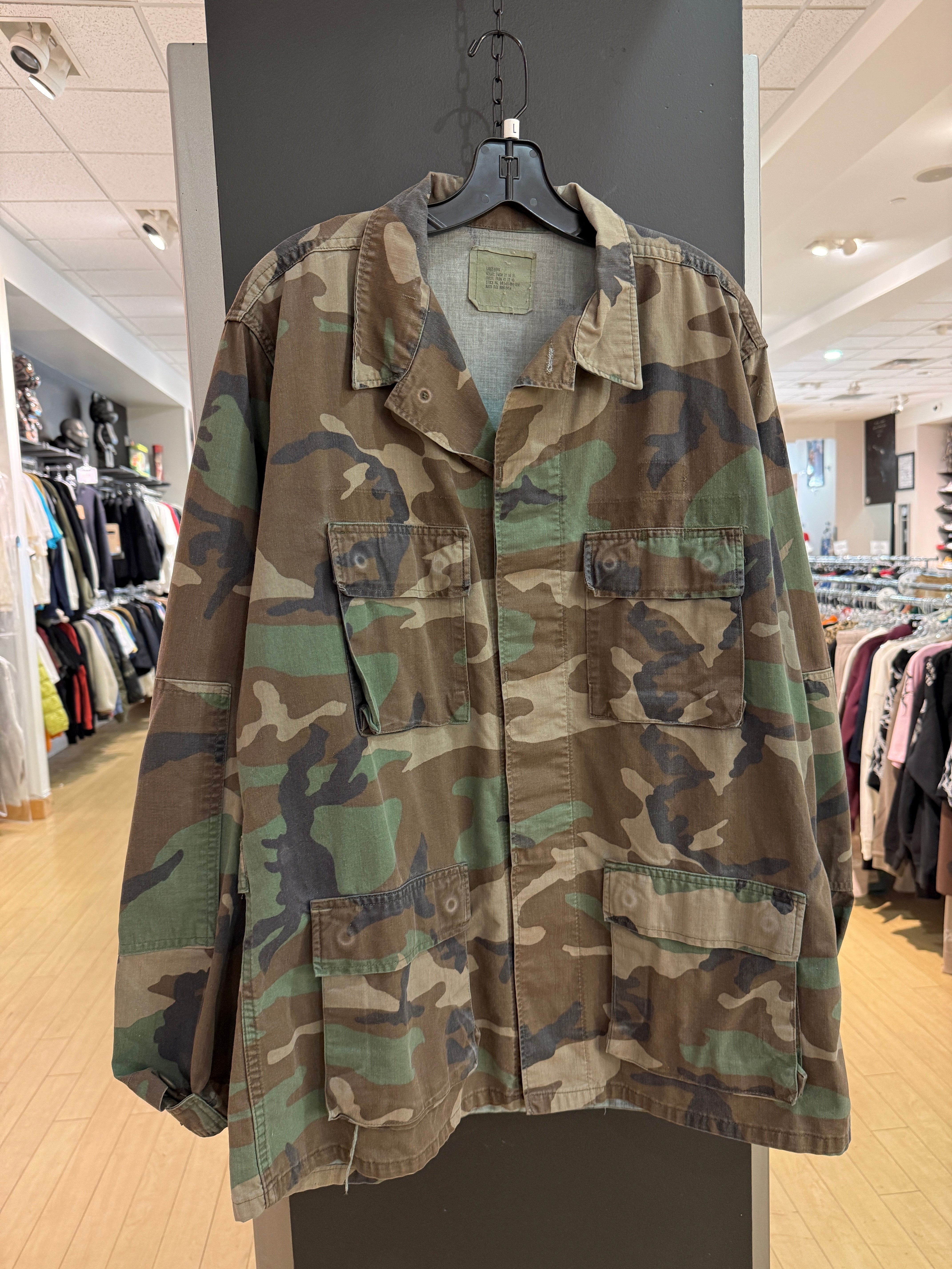 BDU Army Issue Woodland Camo Combat Coat Size L Tall