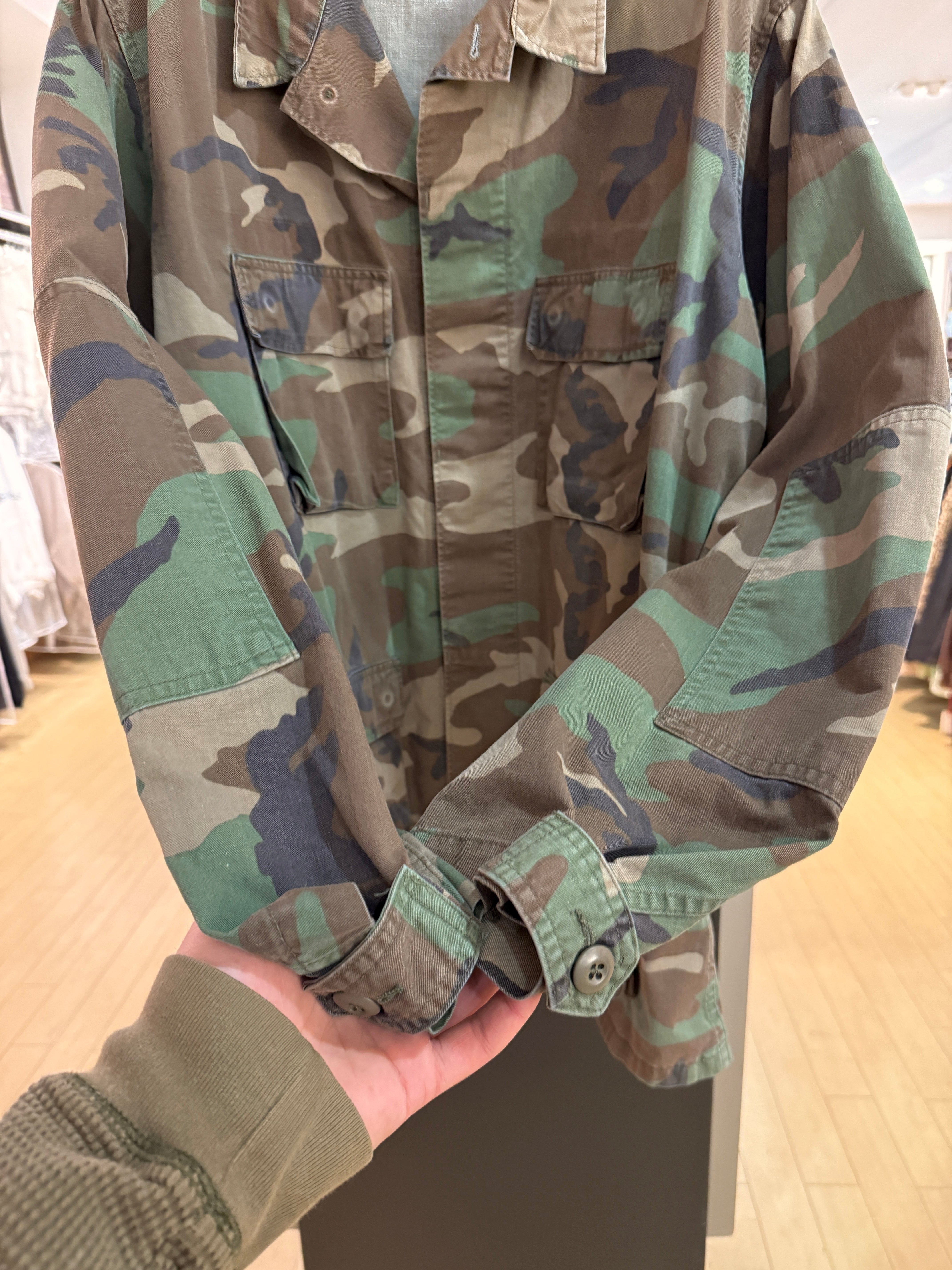 BDU Army Issue Woodland Camo Combat Coat Size L Tall
