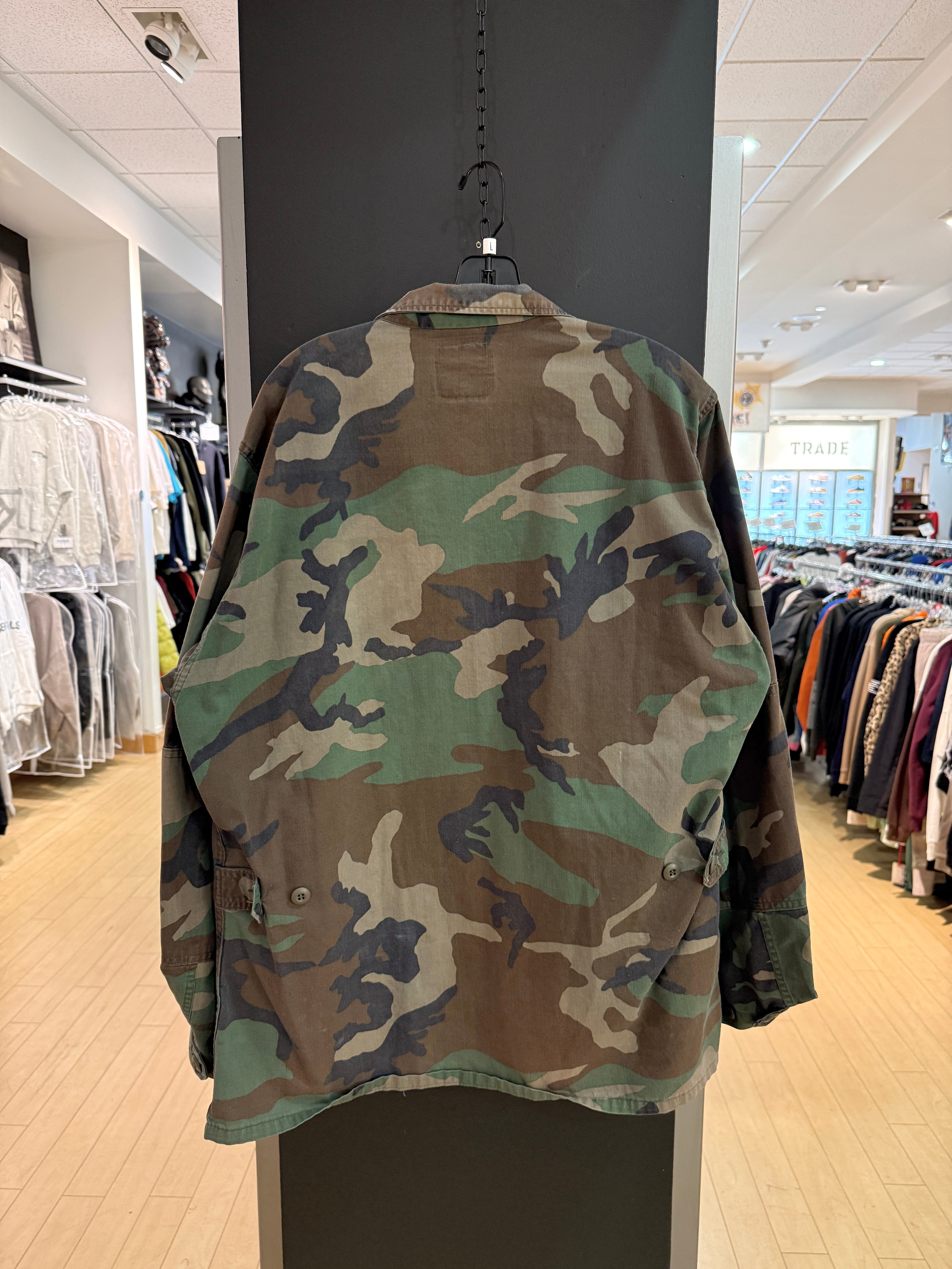 BDU Army Issue Woodland Camo Combat Coat Size L Tall
