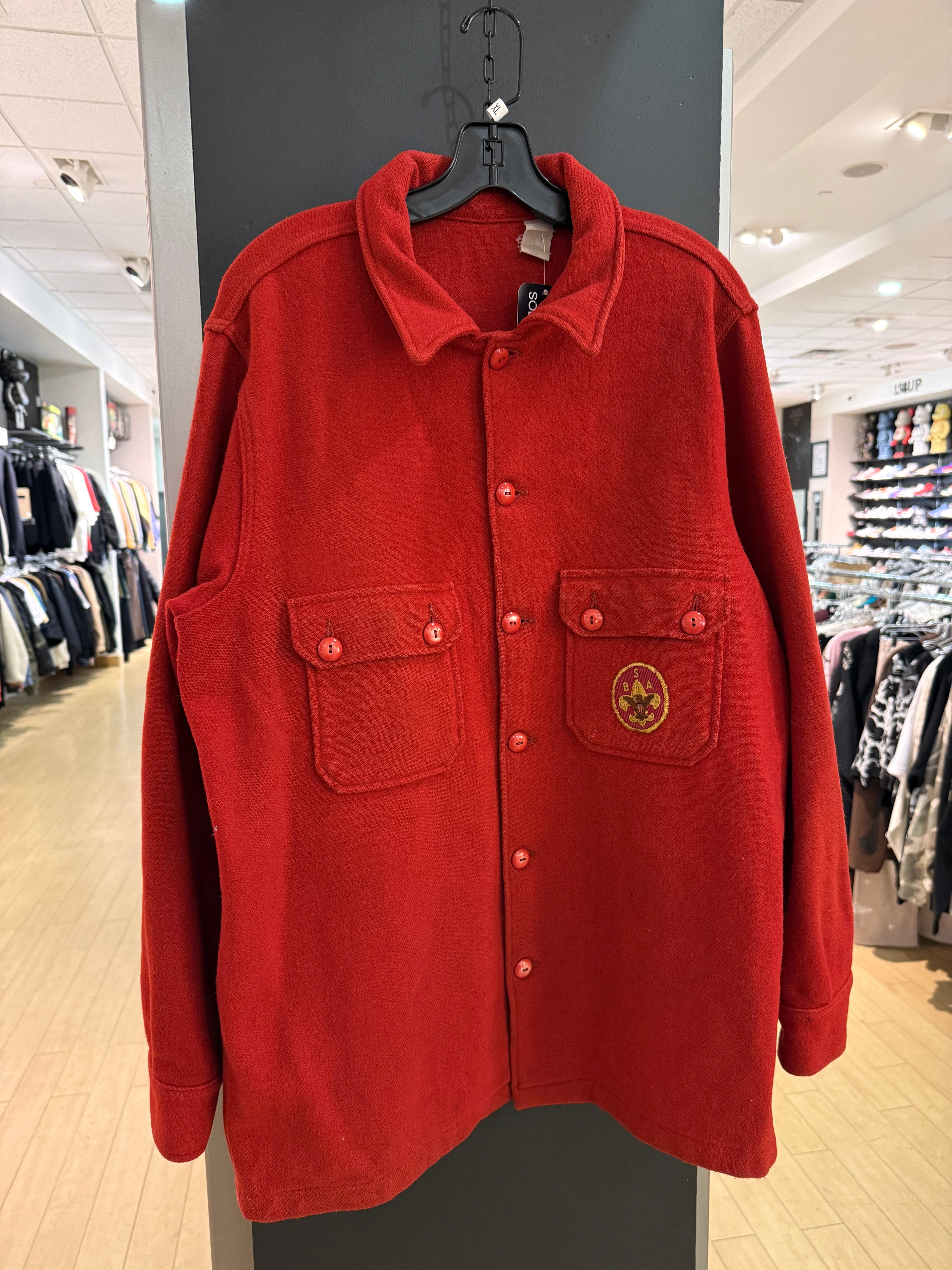 80s Boy Scouts of America Red Wool Jacket Size XL Tall