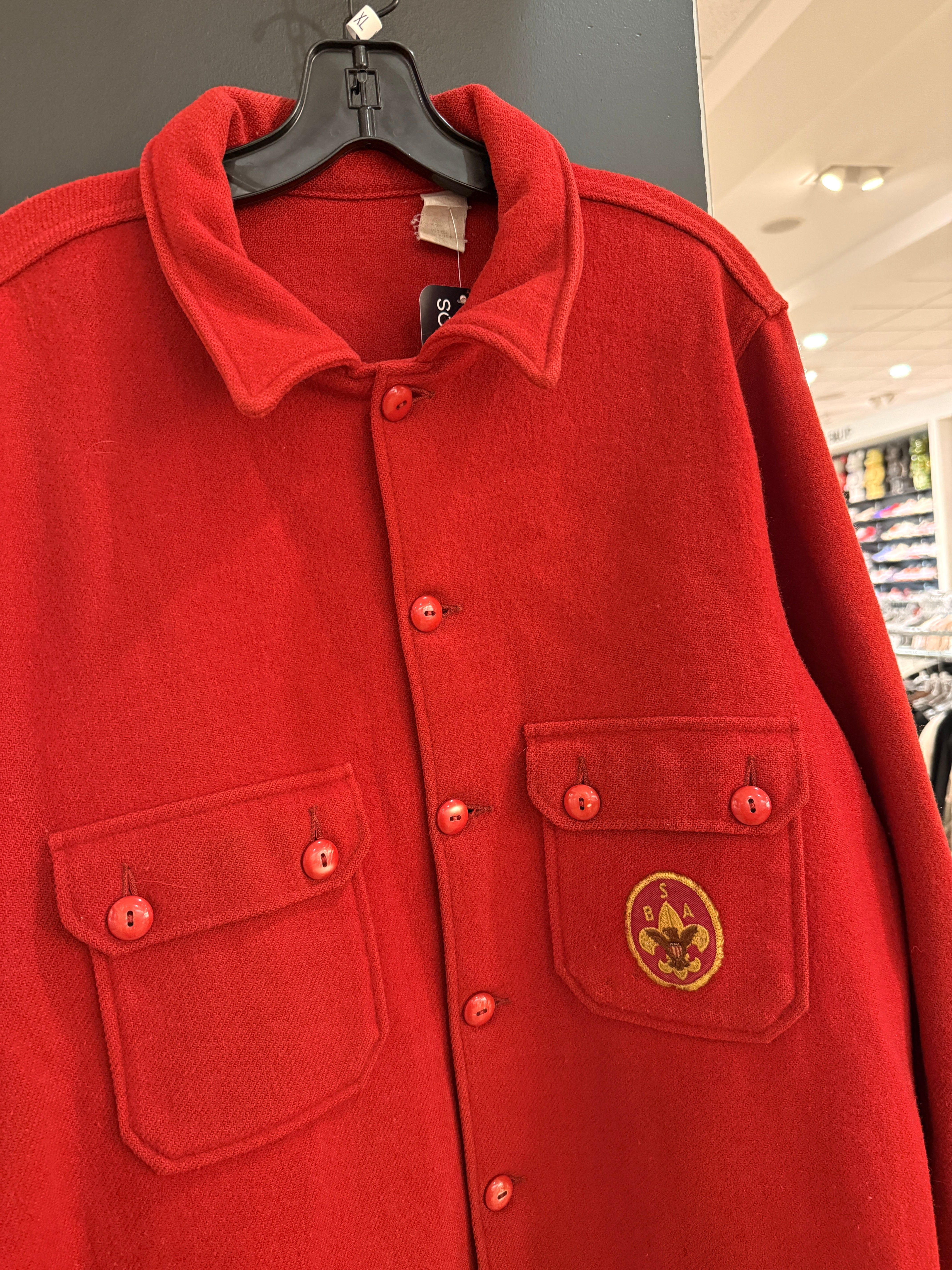 80s Boy Scouts of America Red Wool Jacket Size XL Tall