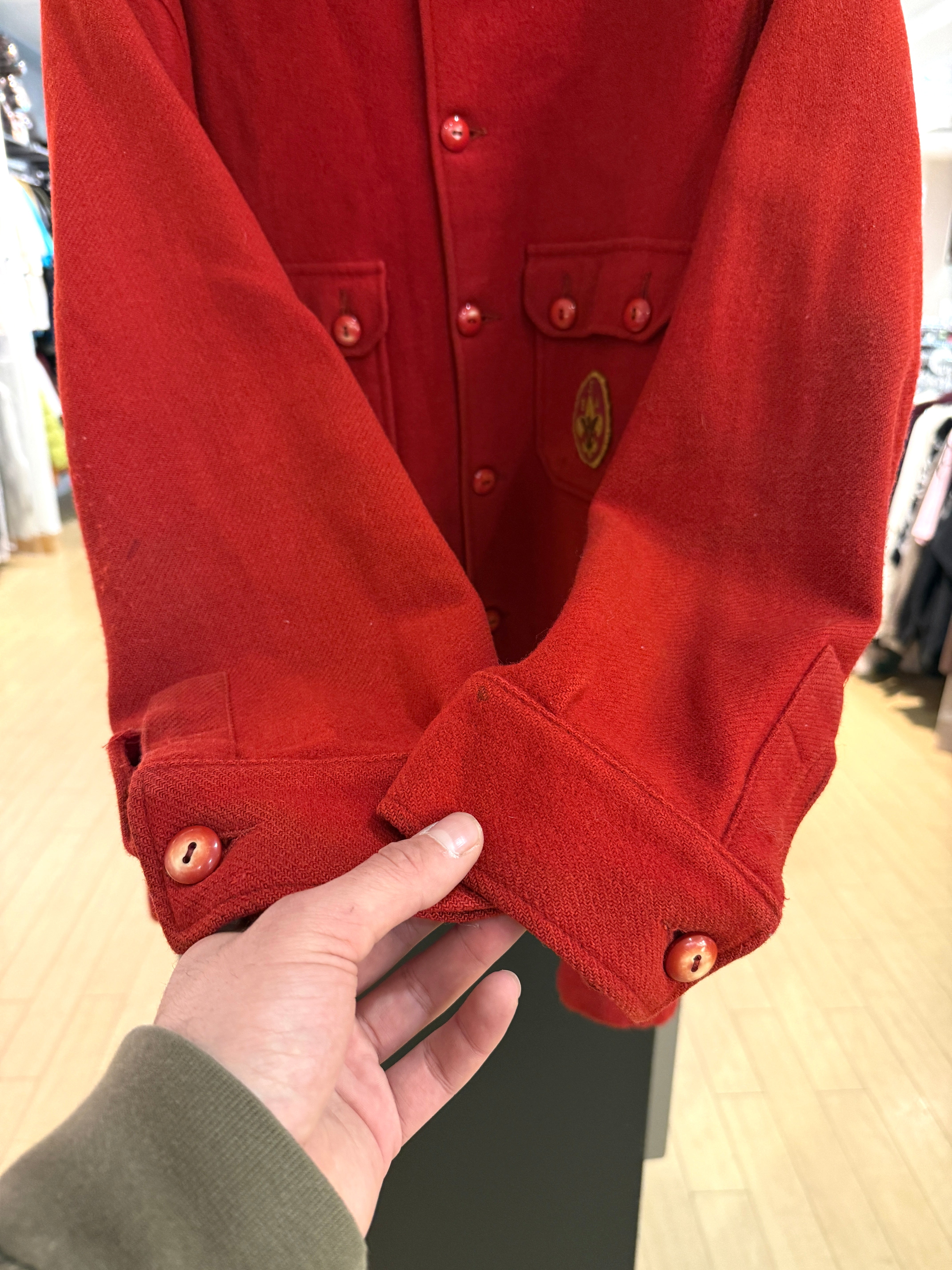 80s Boy Scouts of America Red Wool Jacket Size XL Tall
