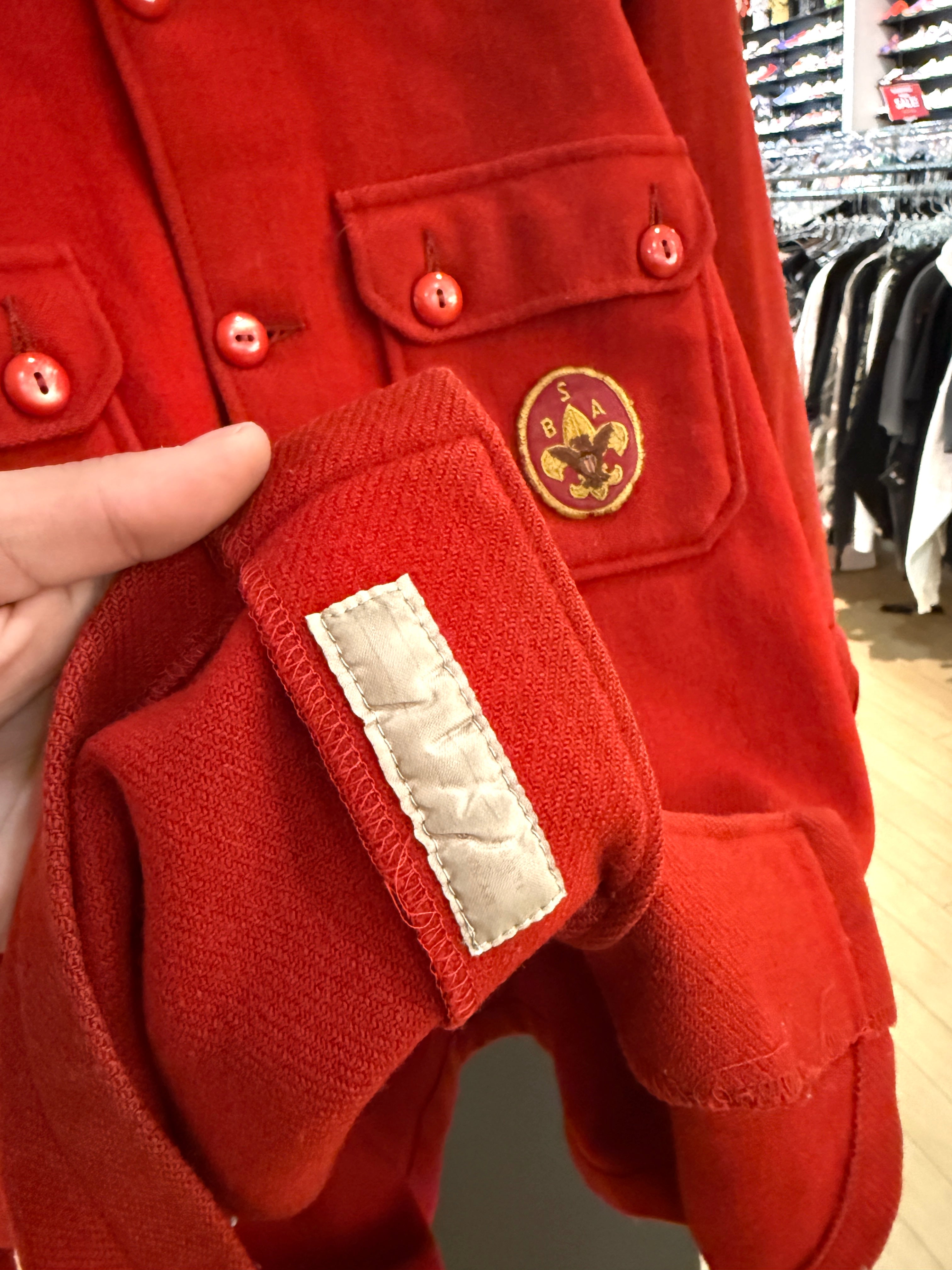 80s Boy Scouts of America Red Wool Jacket Size XL Tall