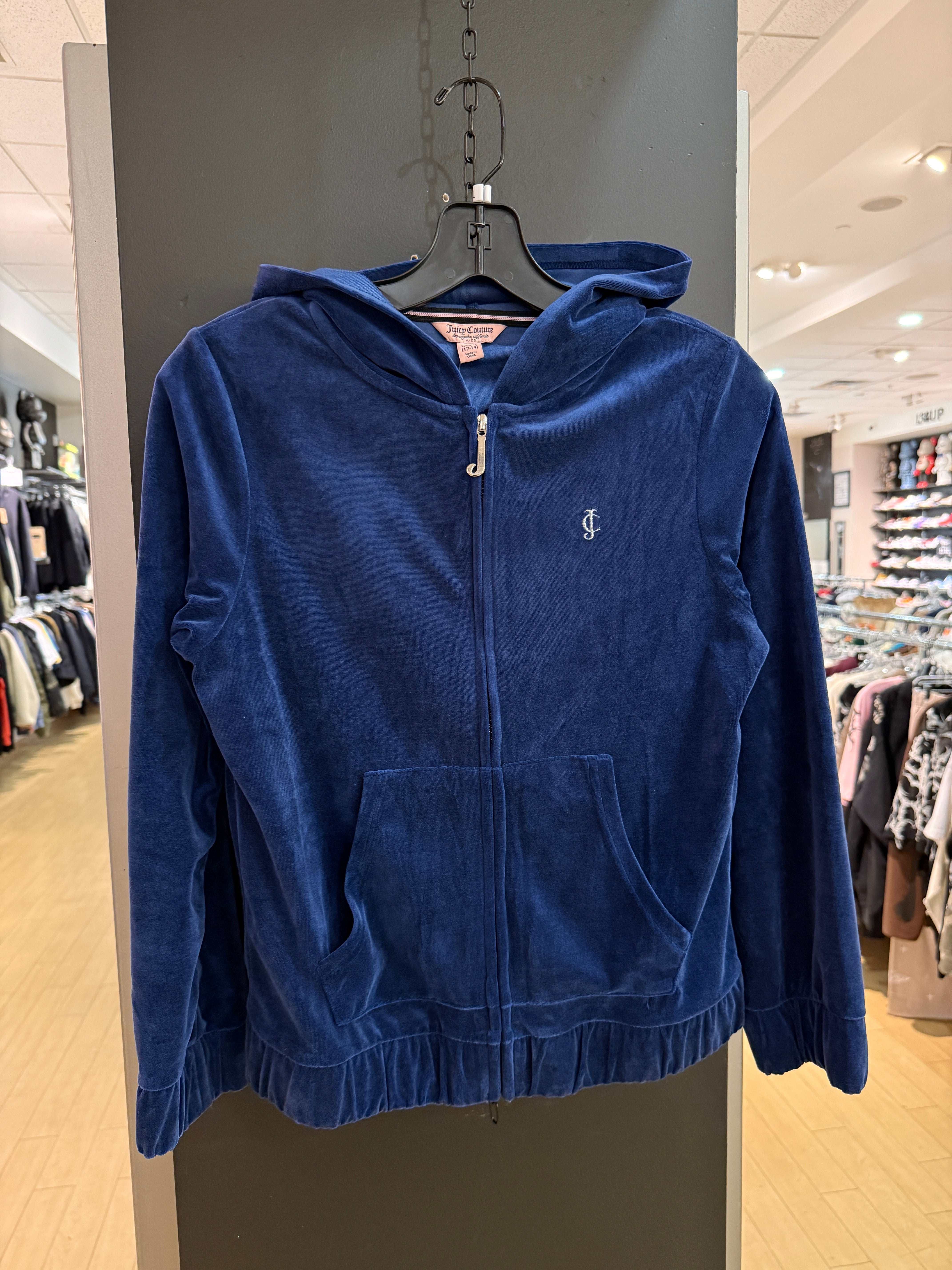Women's Y2K Juicy Couture Blue Velour Zip Up Hoodie Sz L