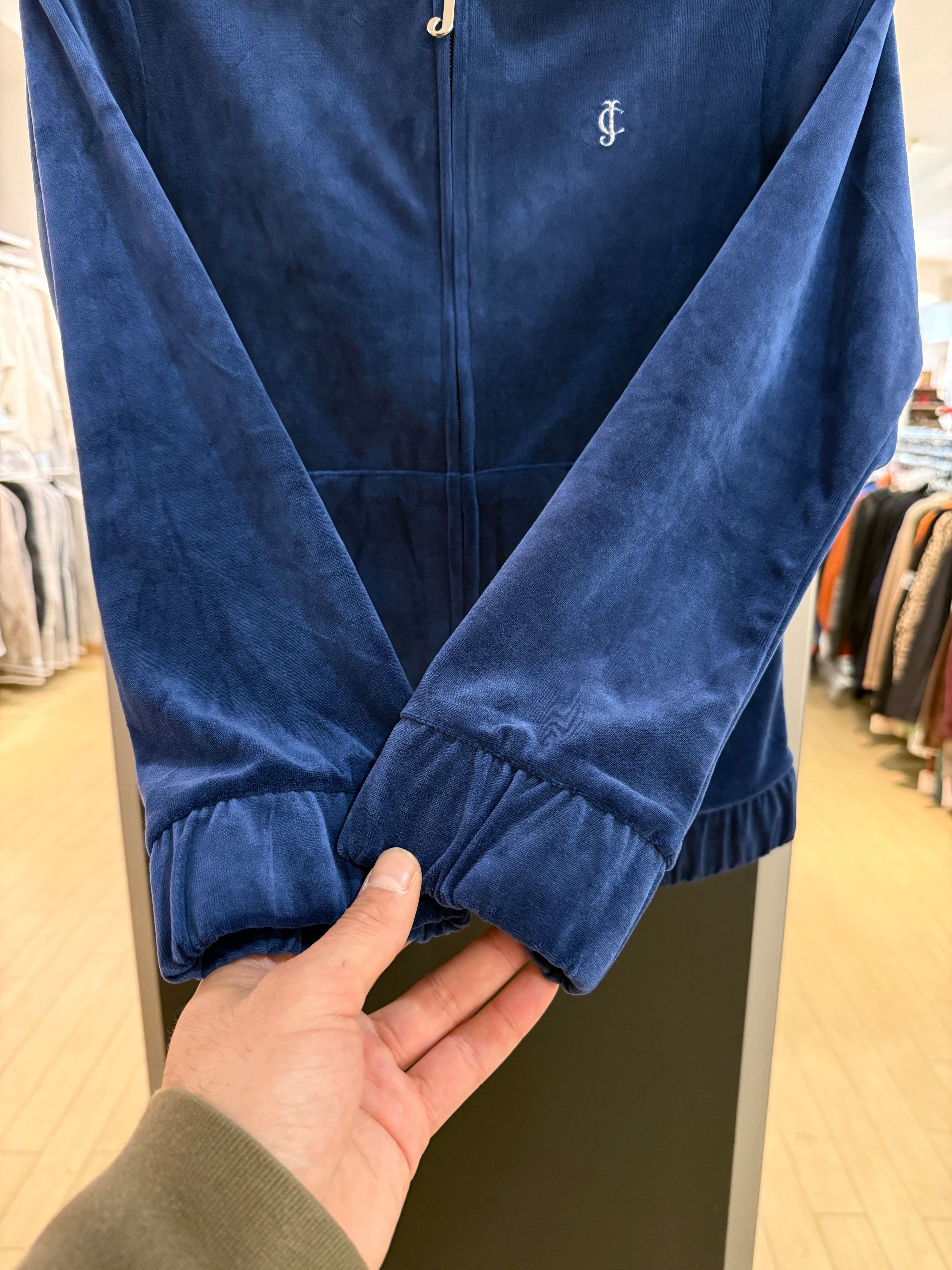 Women's Y2K Juicy Couture Blue Velour Zip Up Hoodie Sz L