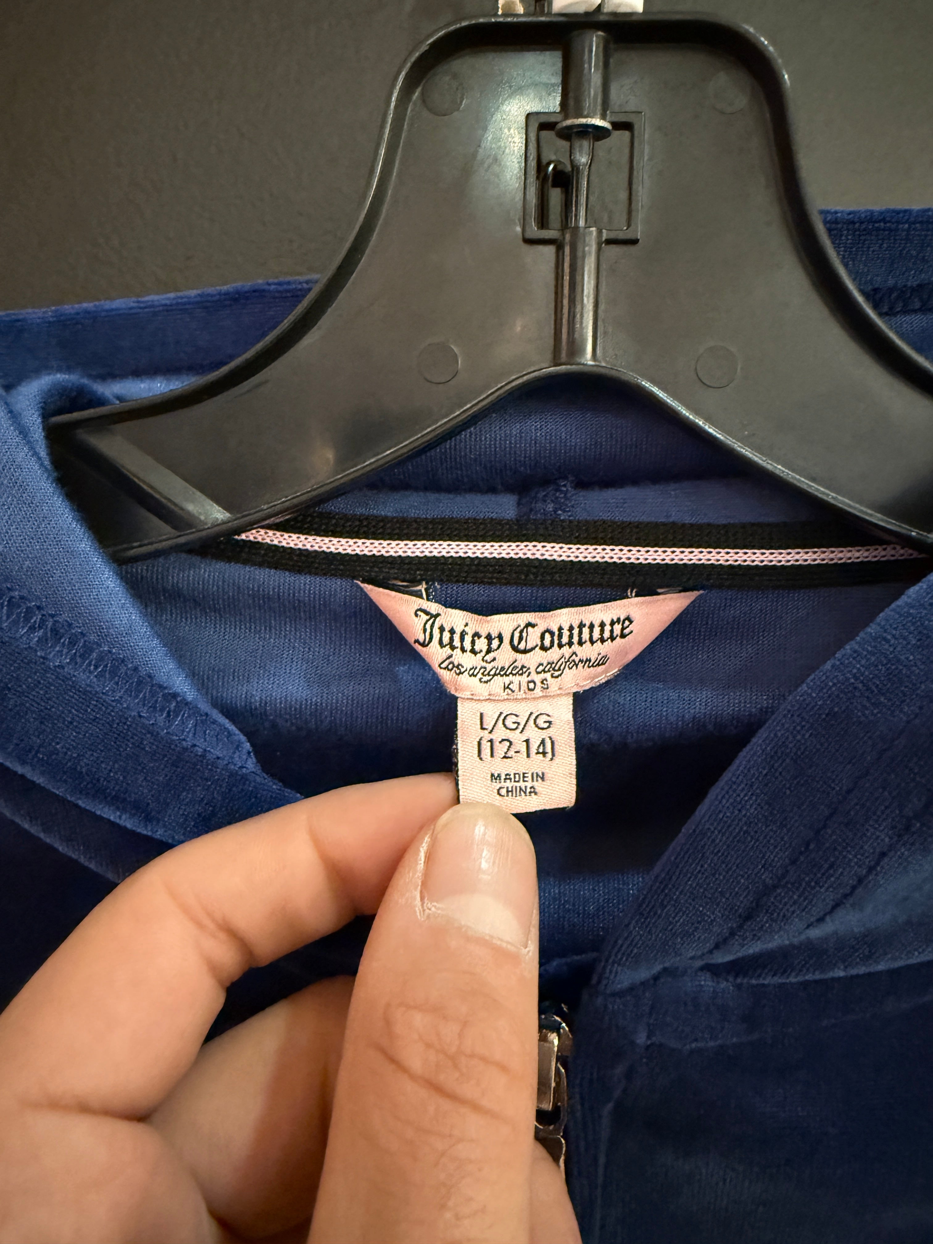 Women's Y2K Juicy Couture Blue Velour Zip Up Hoodie Sz L