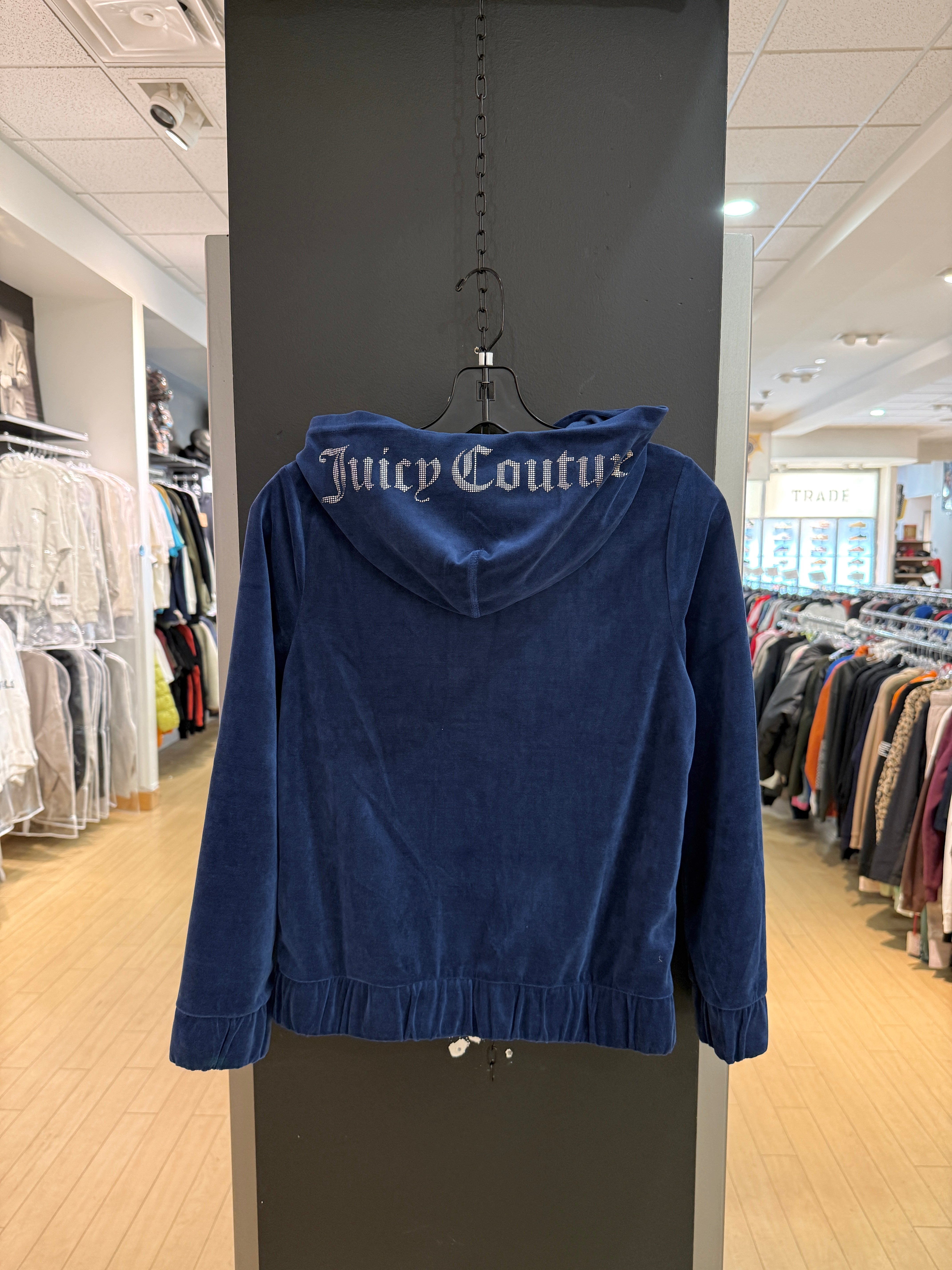 Women's Y2K Juicy Couture Blue Velour Zip Up Hoodie Sz L