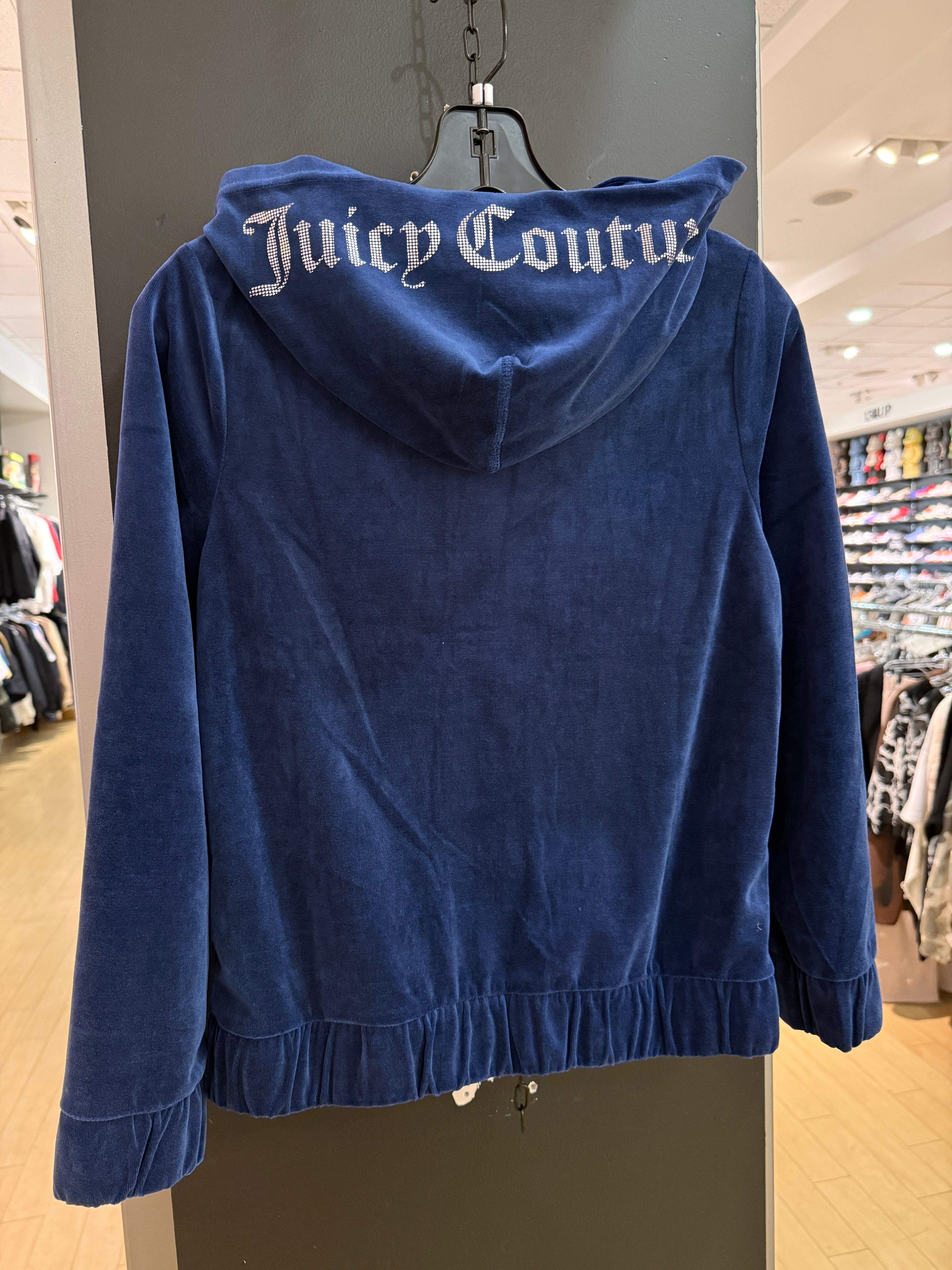 Women's Y2K Juicy Couture Blue Velour Zip Up Hoodie Sz L