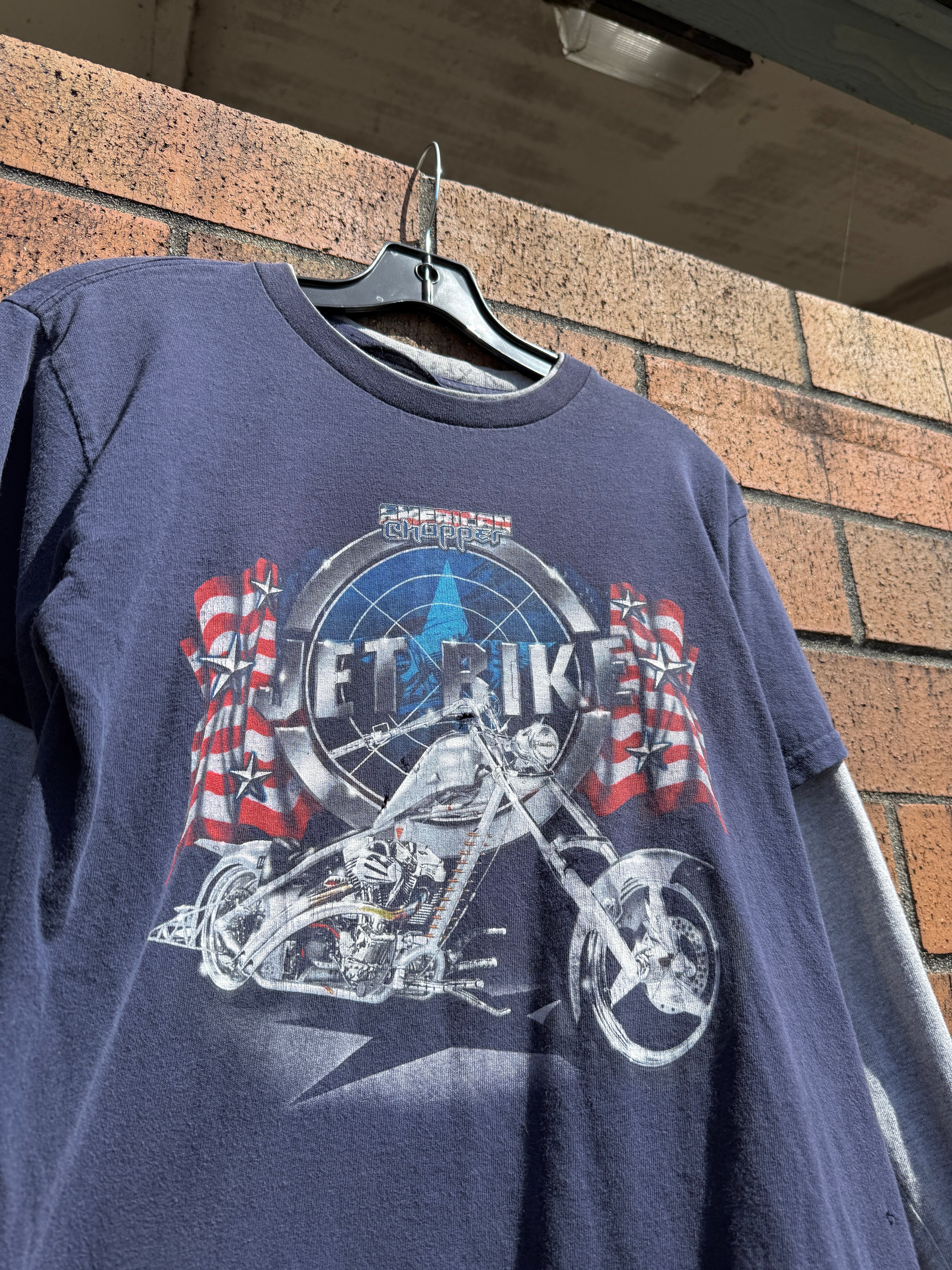 Y2K American Chopper Jet Bike Layered Tee Size XS