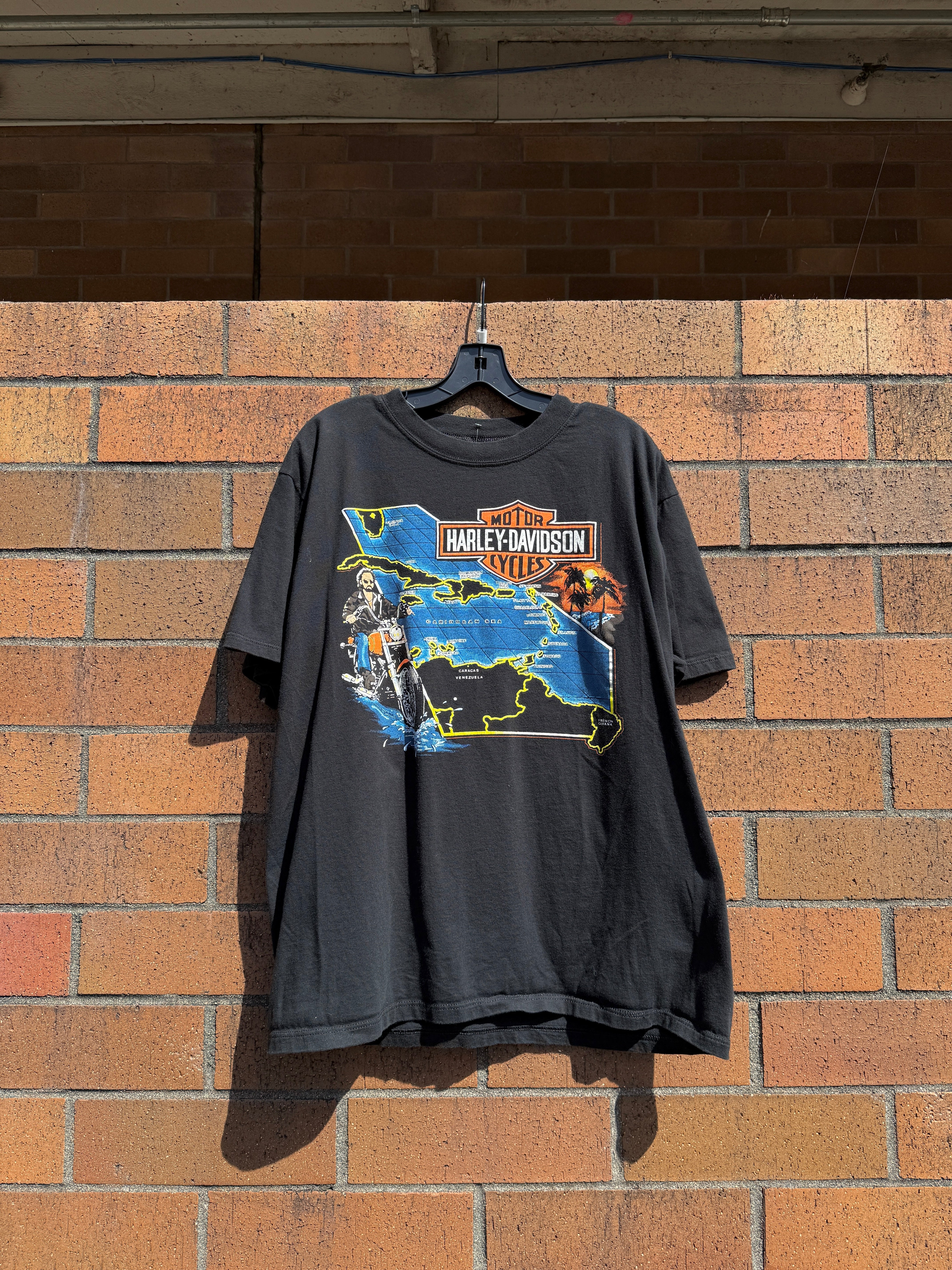 90s Harley Davidson Super Bikes St. Maarten Tee Sz L