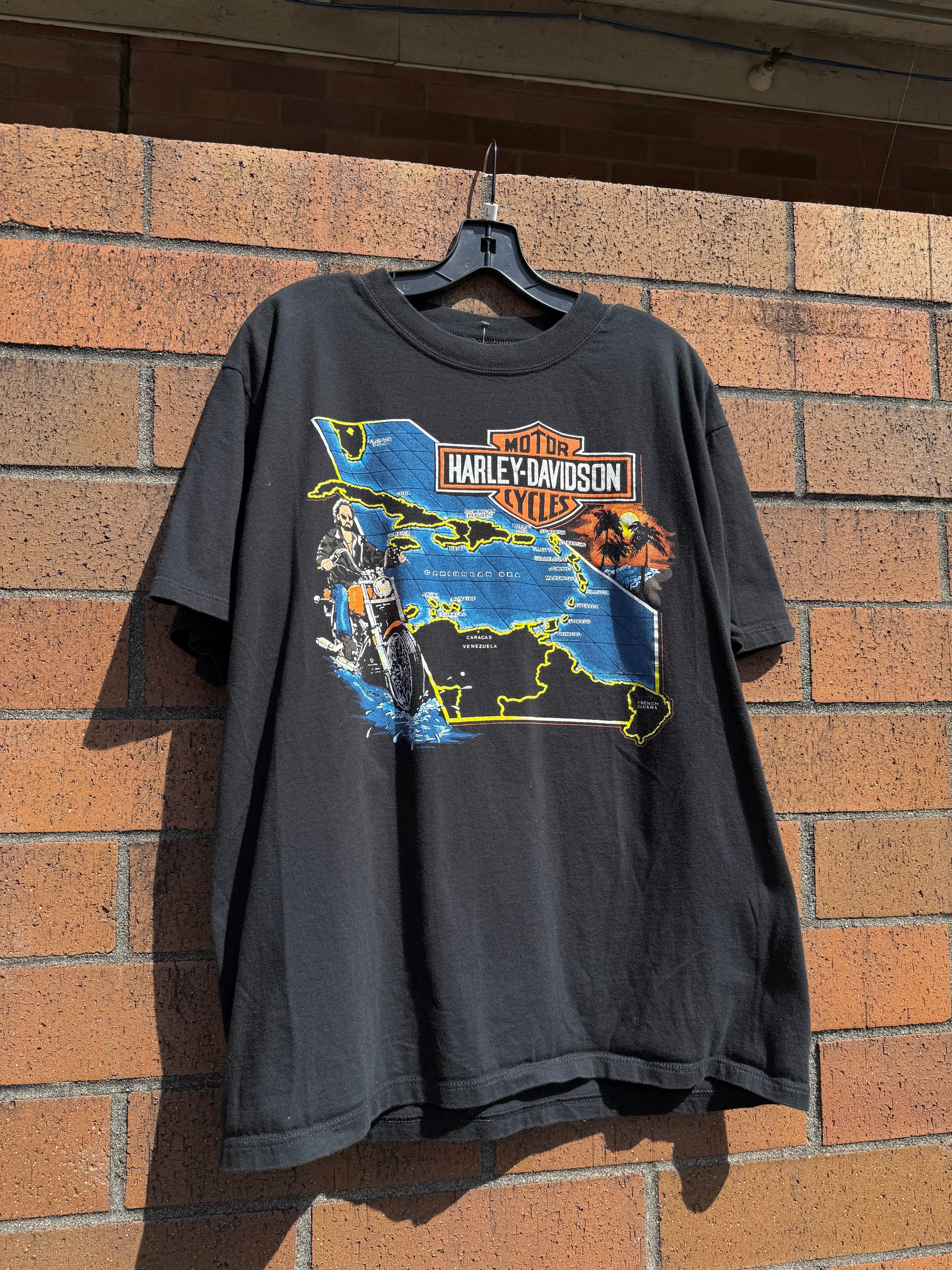 90s Harley Davidson Super Bikes St. Maarten Tee Sz L
