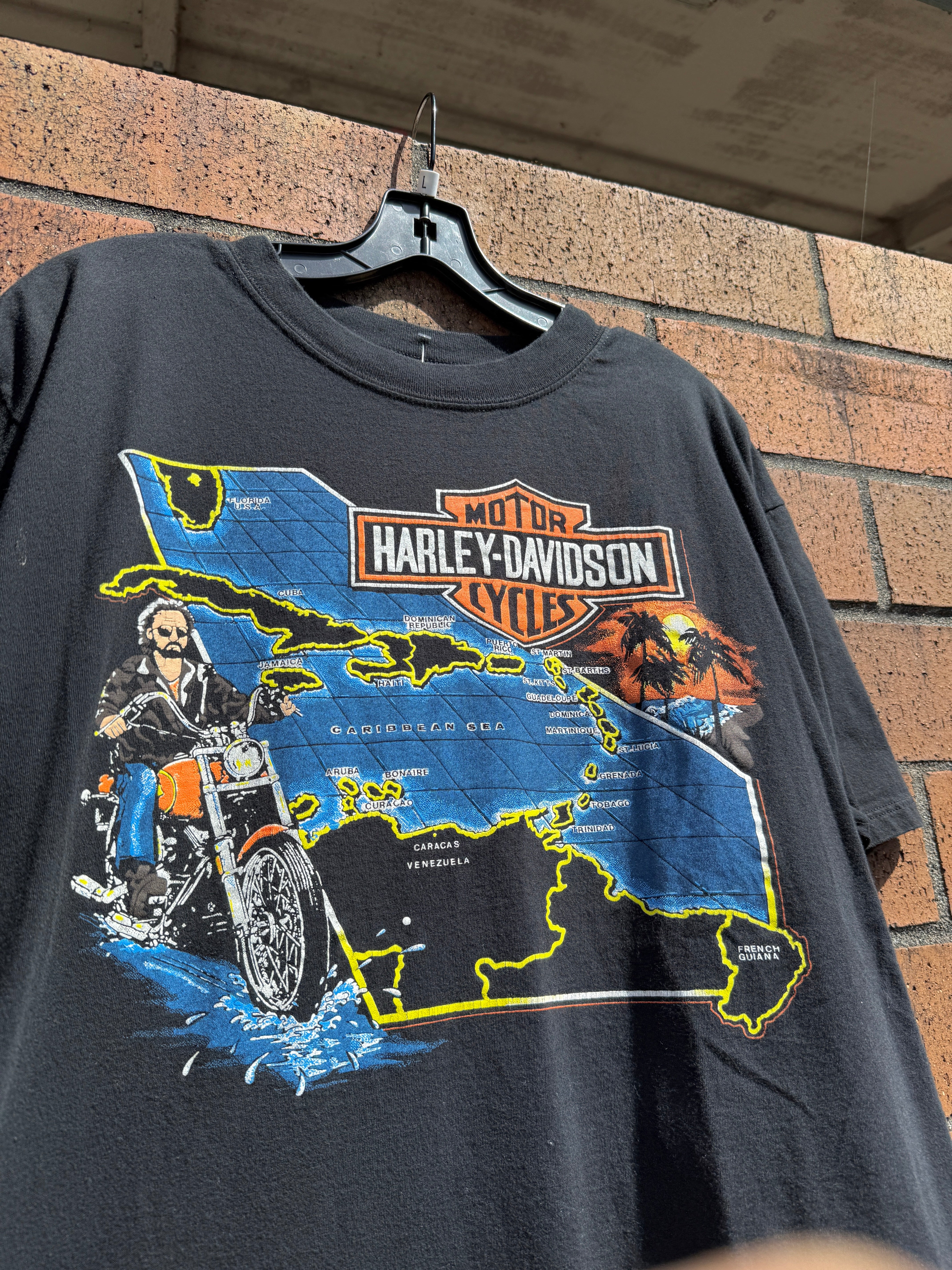 90s Harley Davidson Super Bikes St. Maarten Tee Sz L