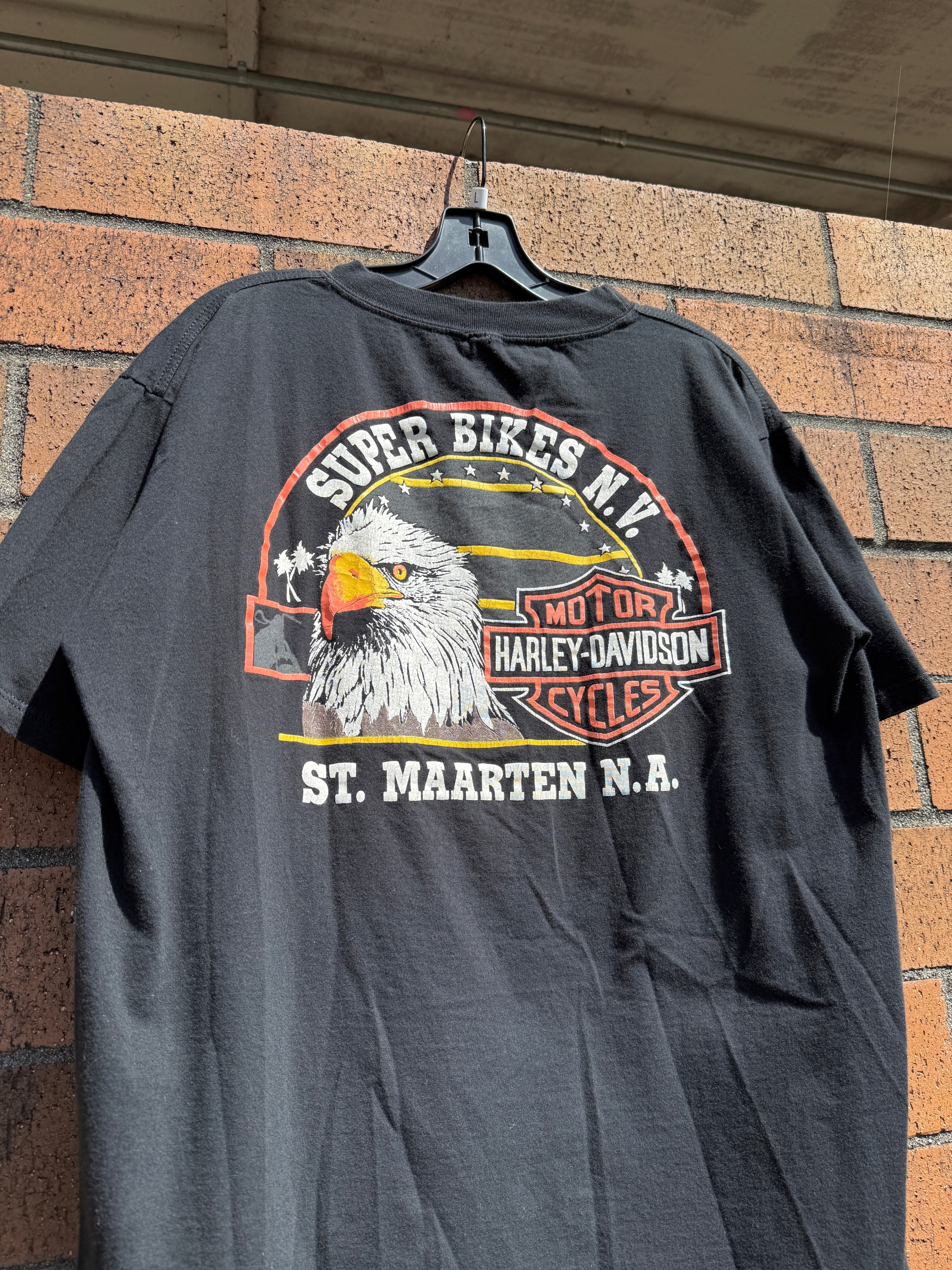 90s Harley Davidson Super Bikes St. Maarten Tee Sz L
