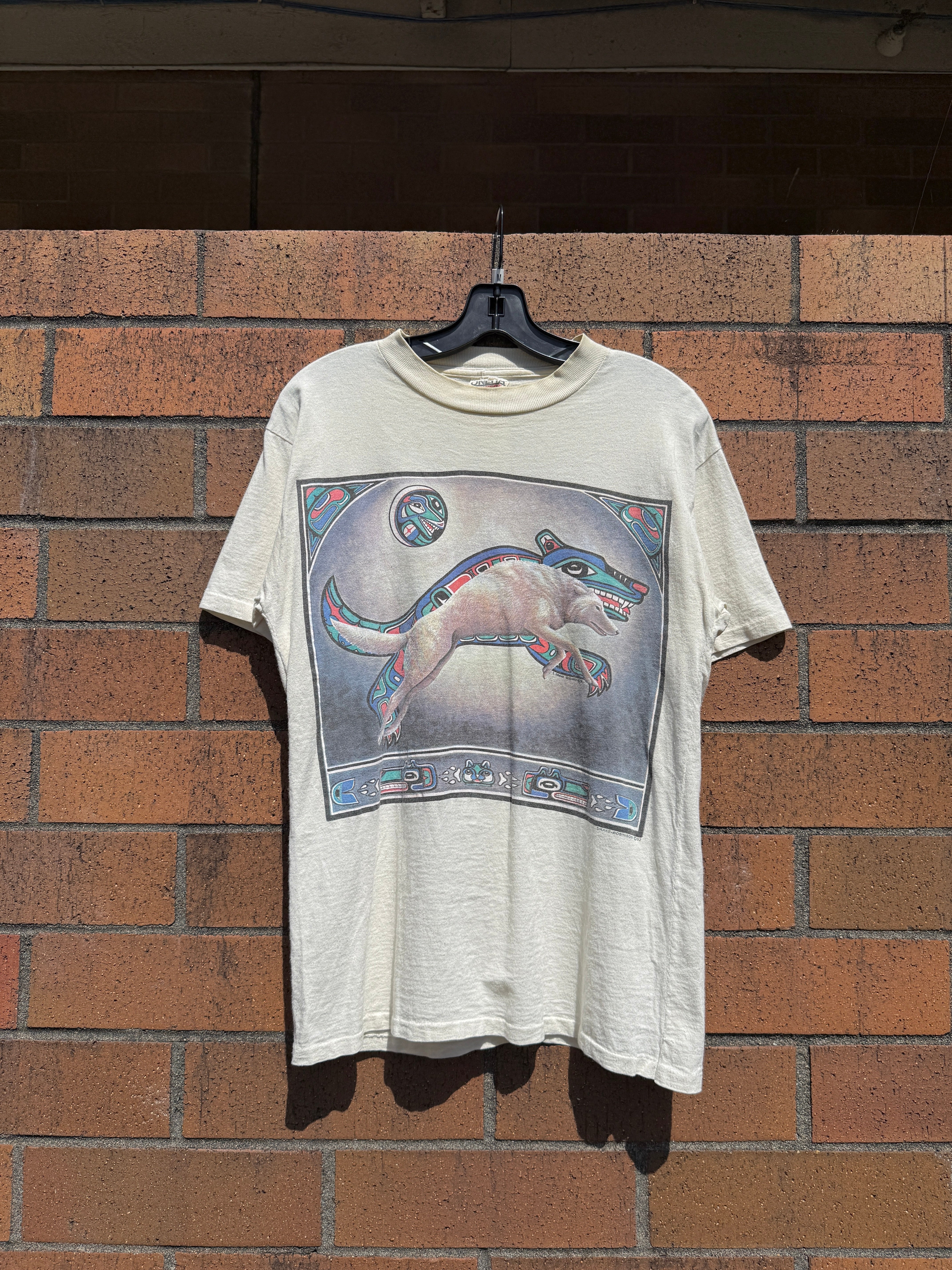 1992 Native American Wolf Art Tee Size M