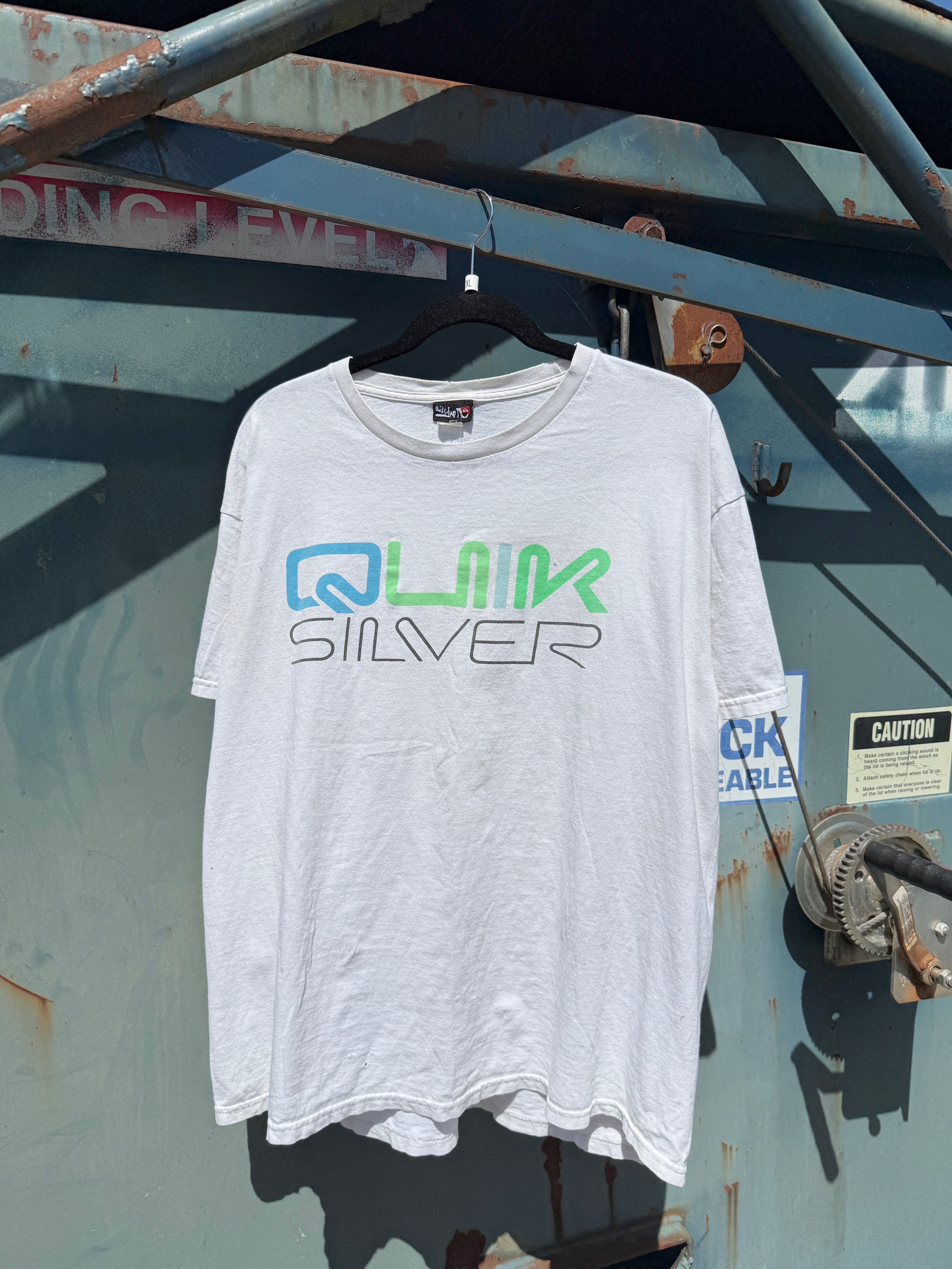 Y2K Quiksilver White / Neon Tee Size XL