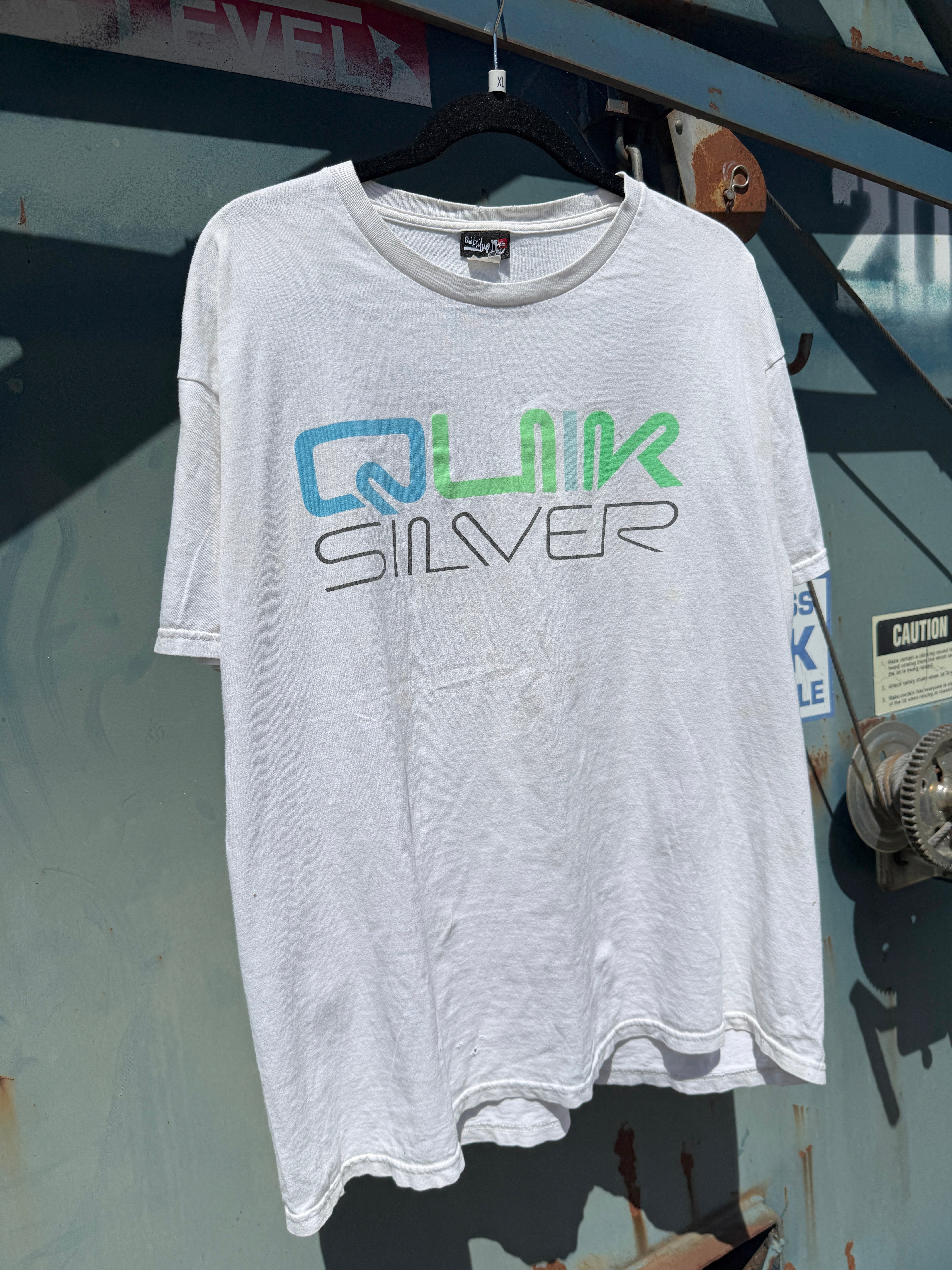 Y2K Quiksilver White / Neon Tee Size XL