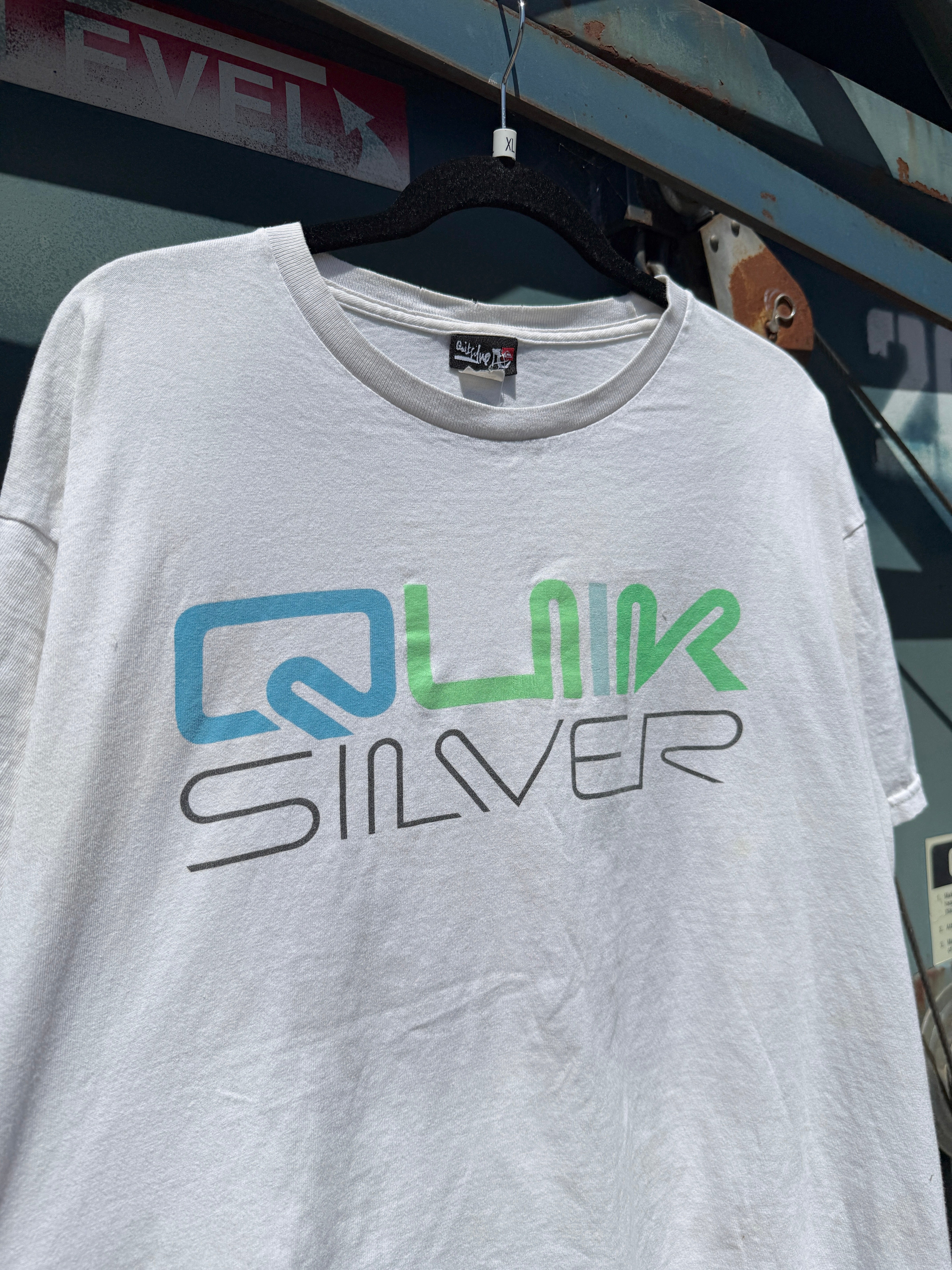 Y2K Quiksilver White / Neon Tee Size XL