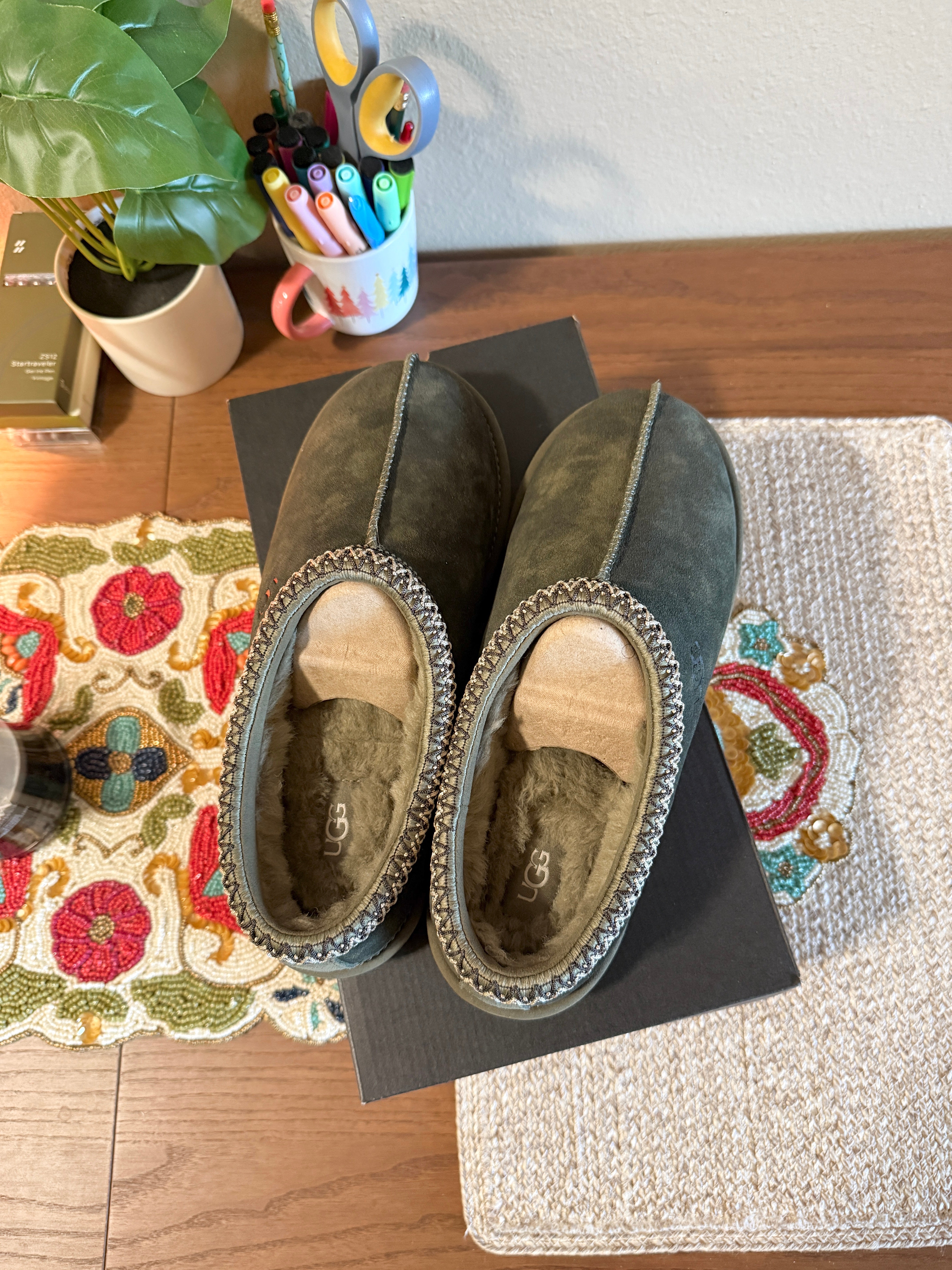UGG Tasman Baxter Slipper Clog Burnt Olive Size 8