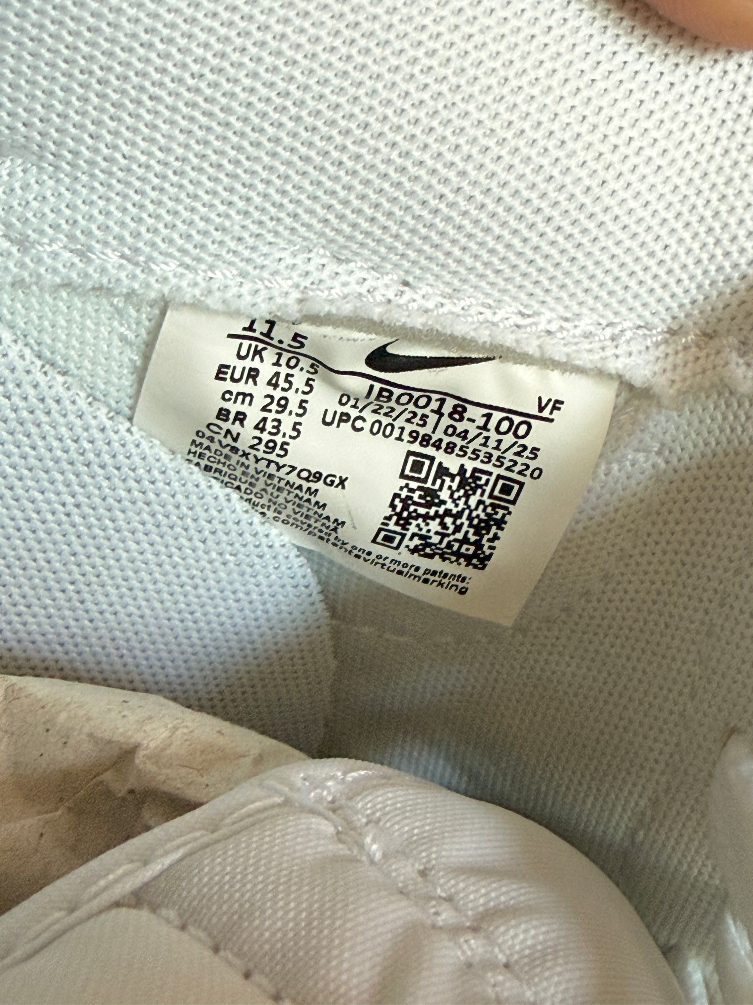 Nike Air Force 1 Low Kobe Bryant Forever White Size 11.5 MISSING LID