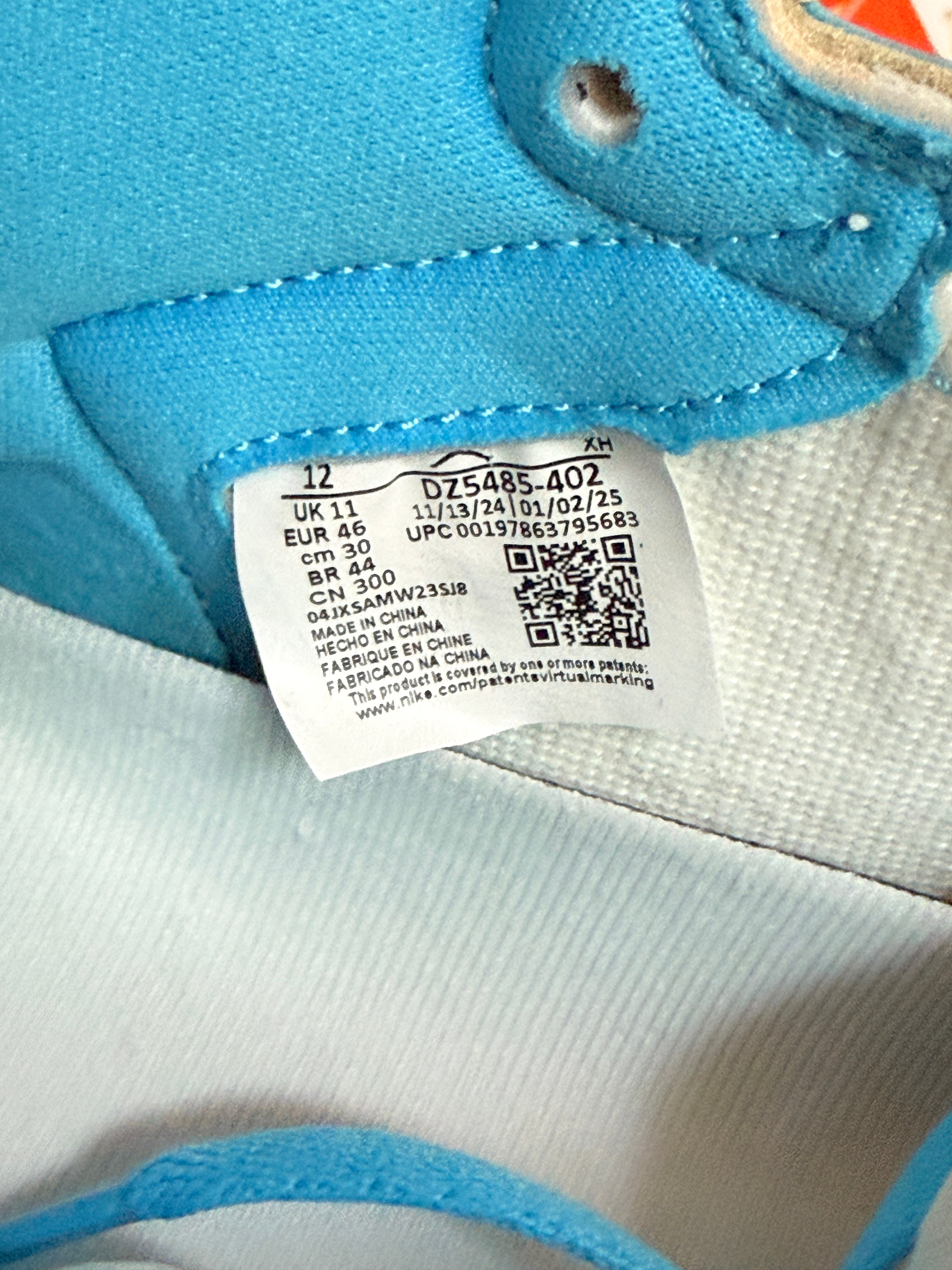 Jordan 1 Retro High OG UNC Reimagined Size 12 MISSING LID