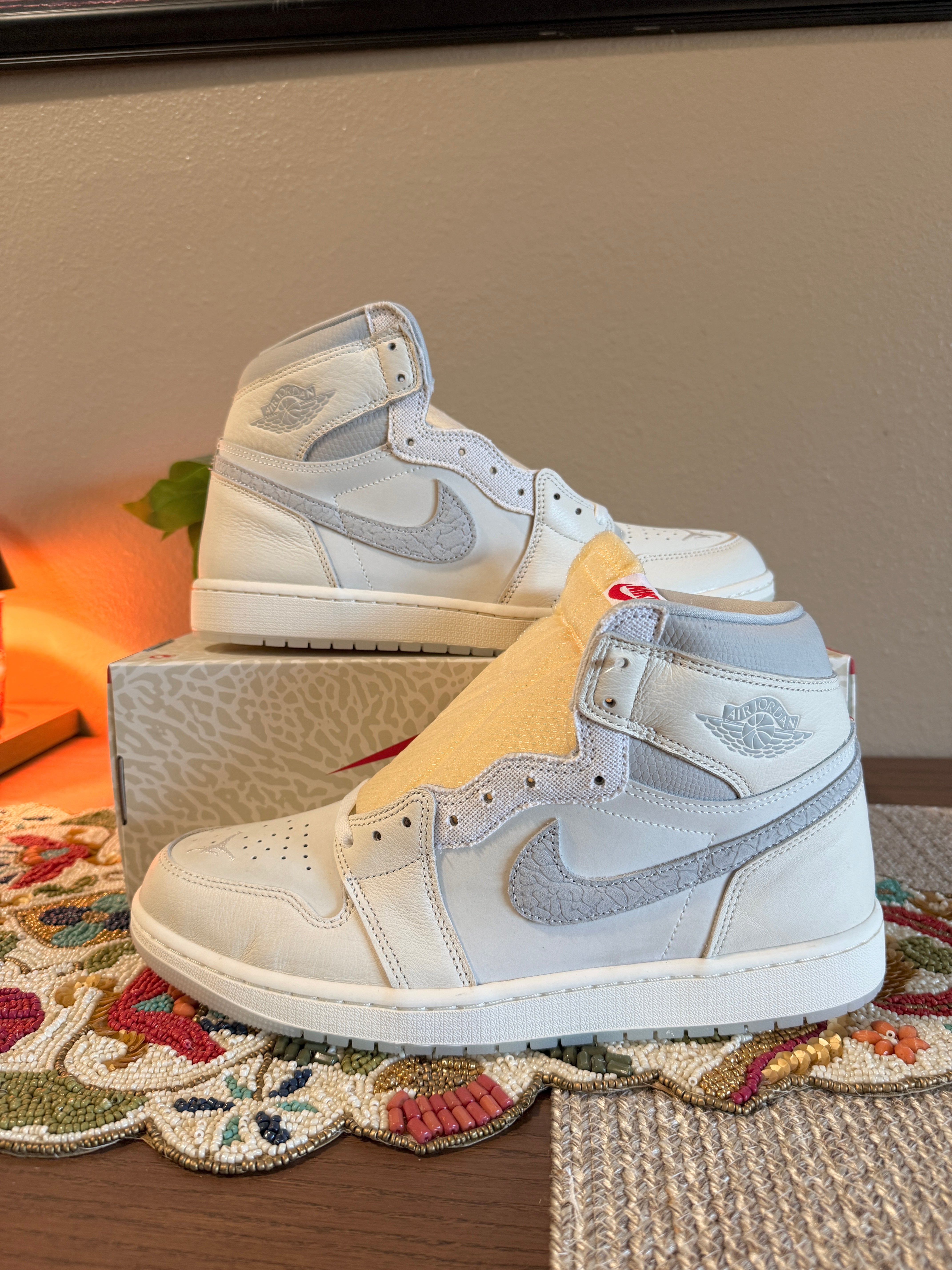 Jordan 1 Retro High OG Sail University Red Size 12 MISSING LID