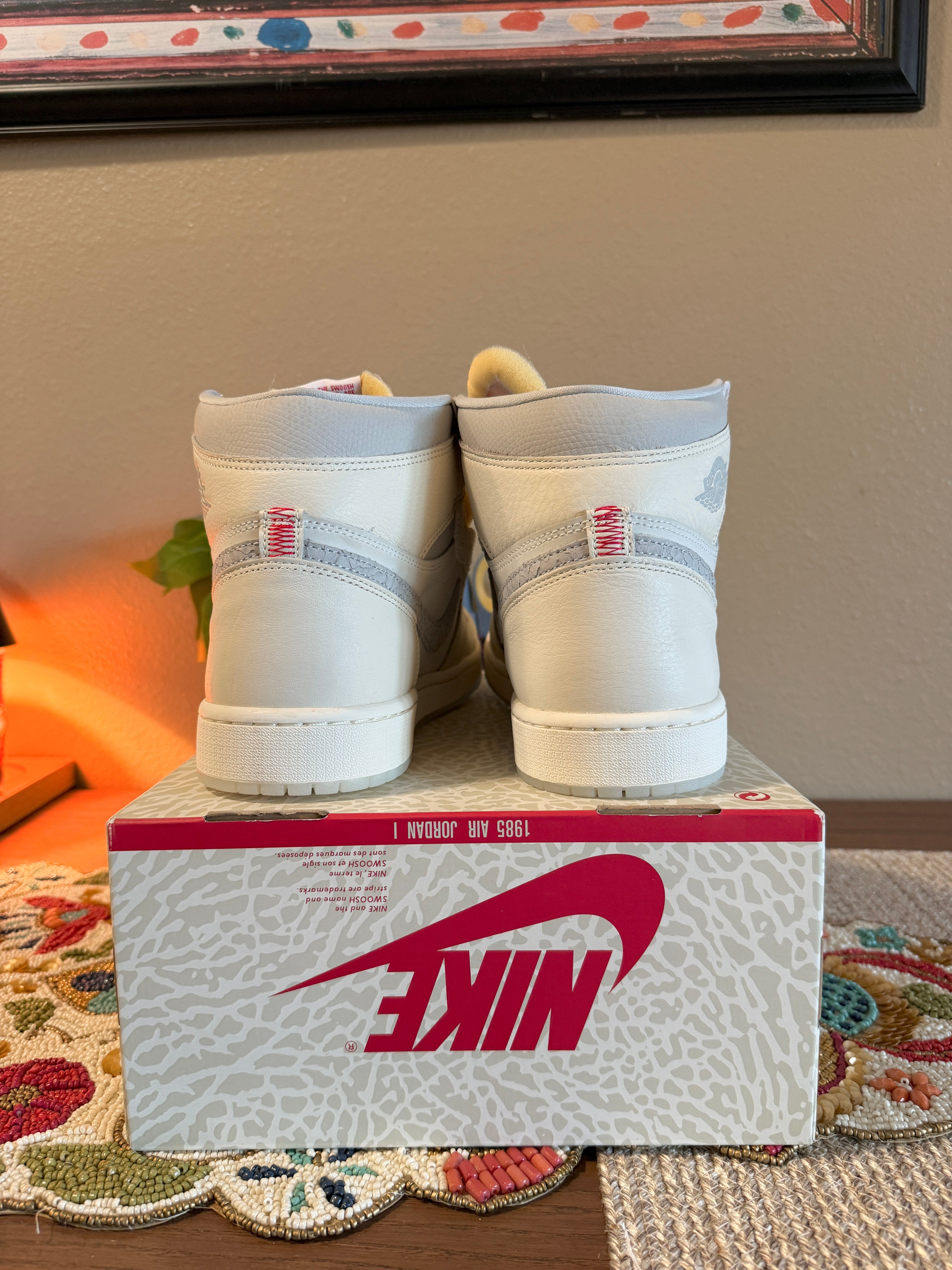 Jordan 1 Retro High OG Sail University Red Size 12 MISSING LID