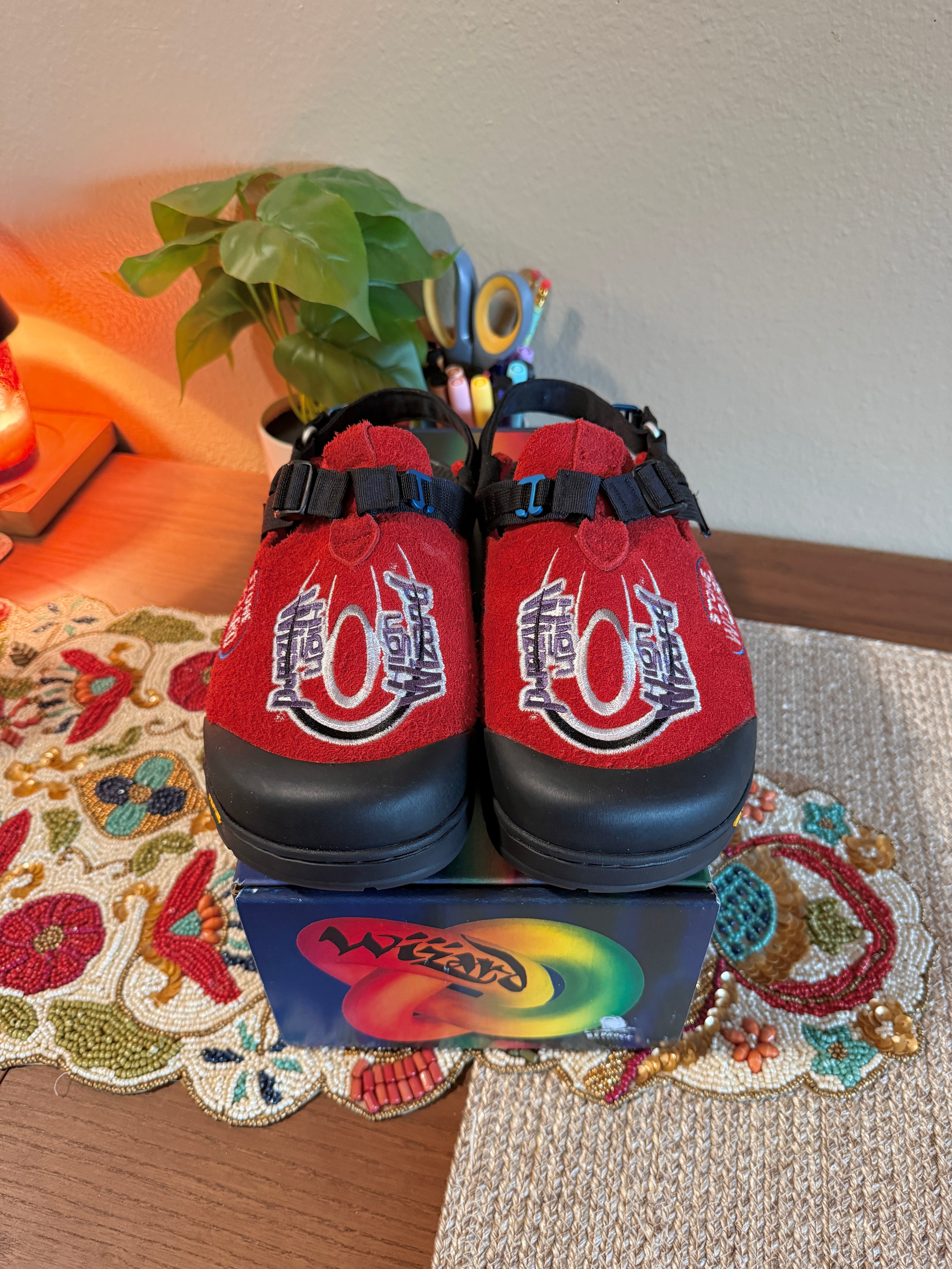 Bedrock x High Wizard Stone Wizard Mountain Clog Hidden Red Suede Size 11