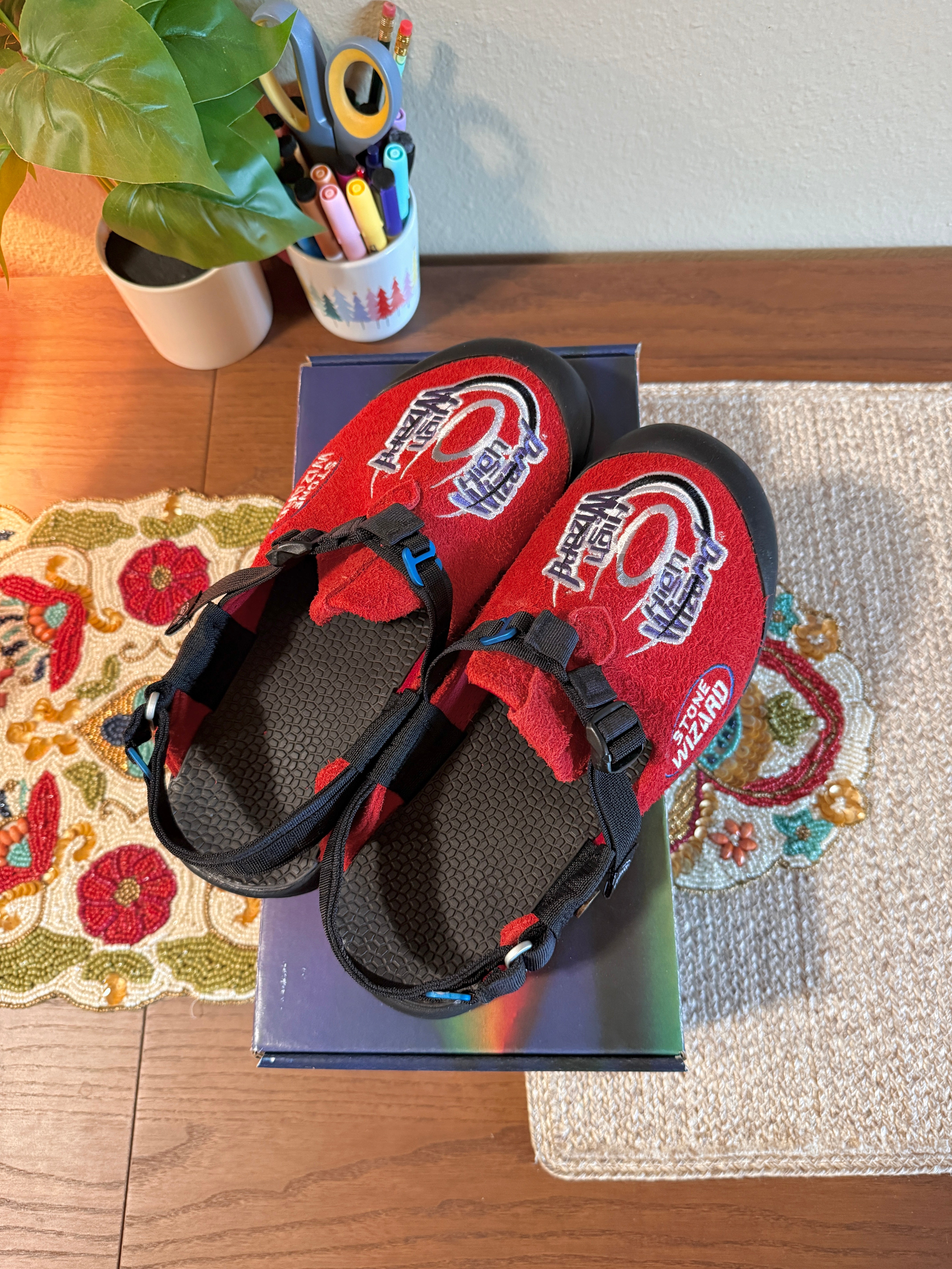 Bedrock x High Wizard Stone Wizard Mountain Clog Hidden Red Suede Size 11