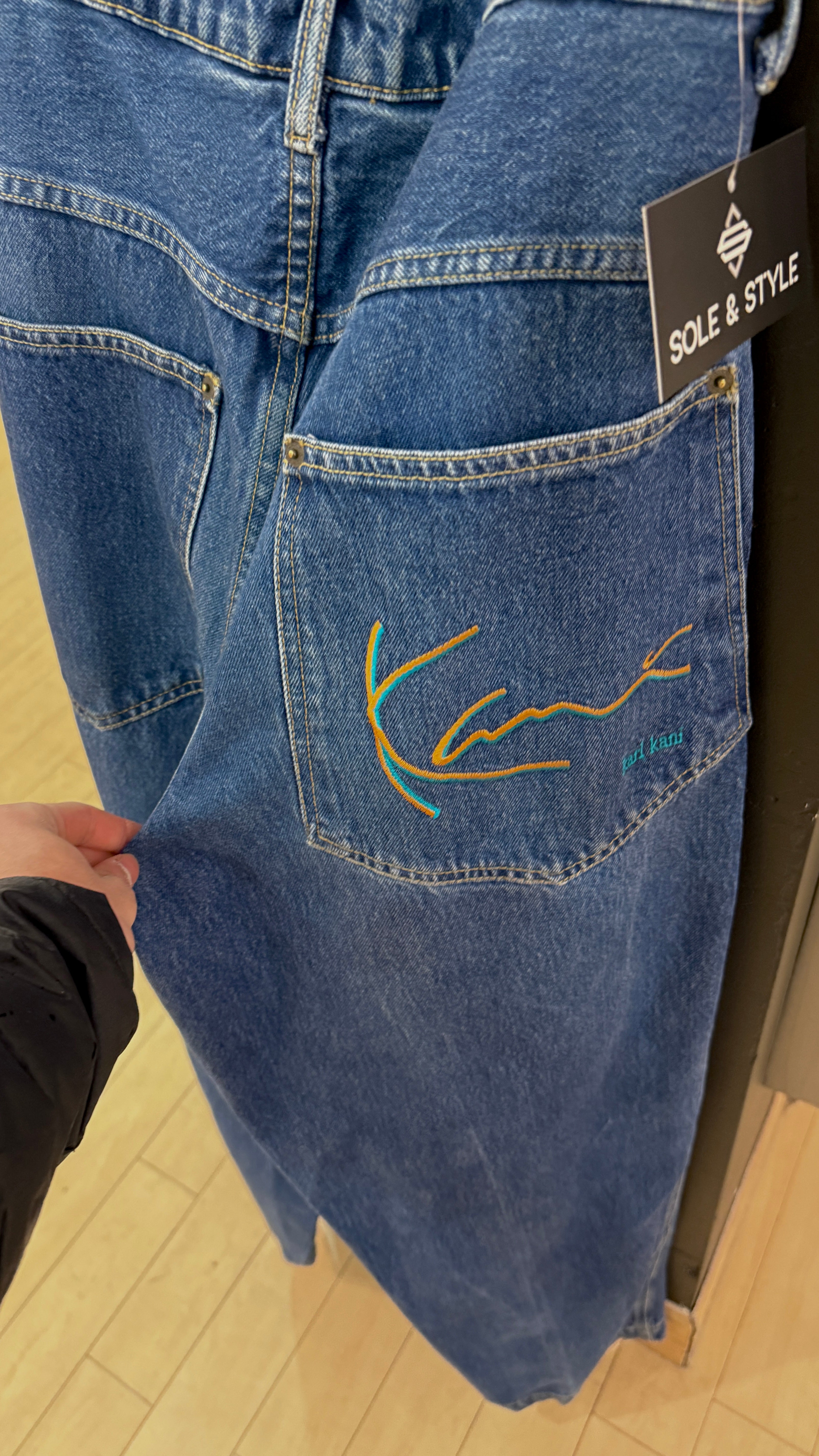 90s Karl Kani Script Logo Medium Wash Denim Jeans Sz 32