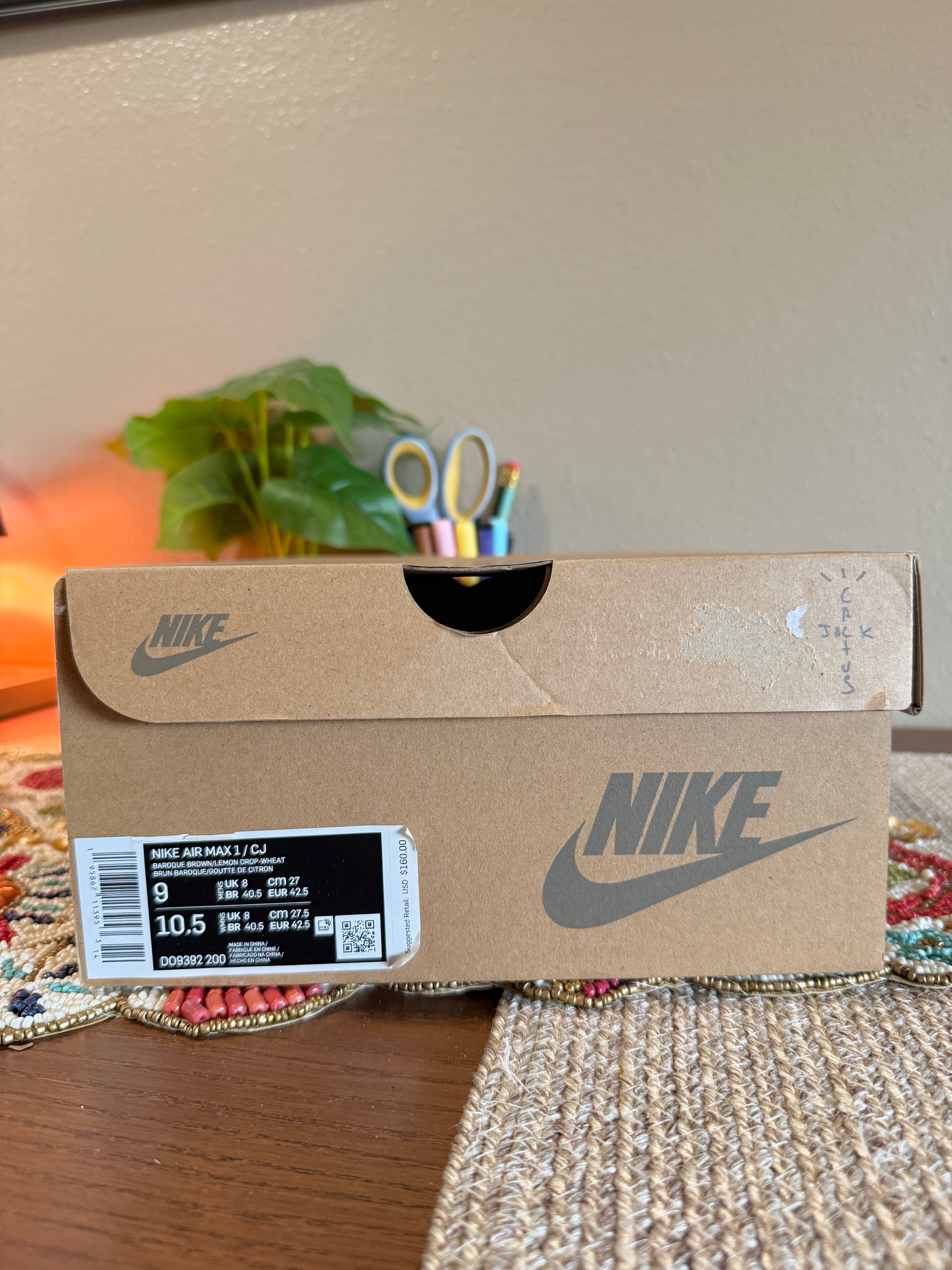 Nike Air Max 1 Travis Scott Cactus Jack Baroque Brown Size 9