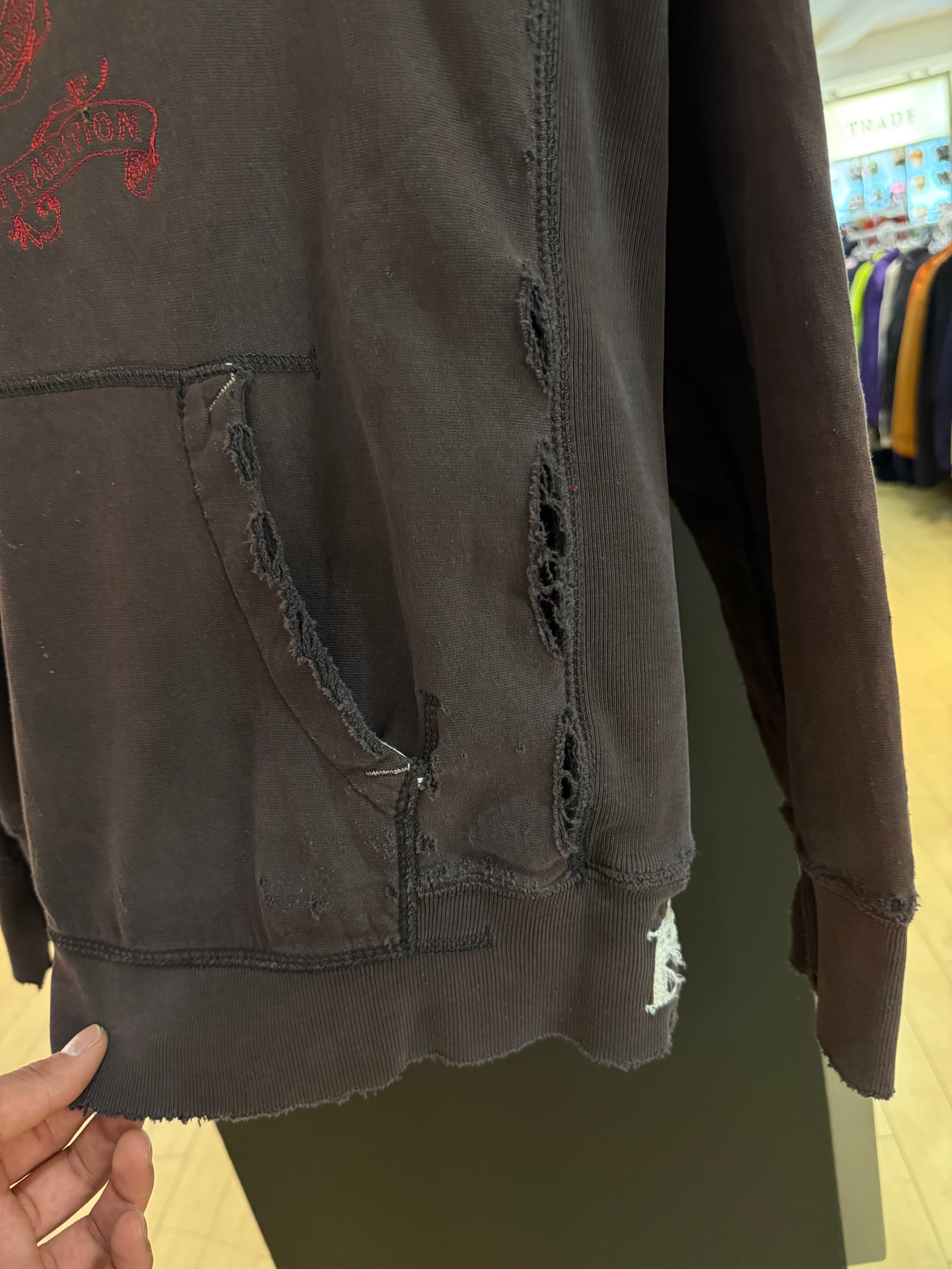 Y2K American Eagle Thrashed Brown Hoodie Size L