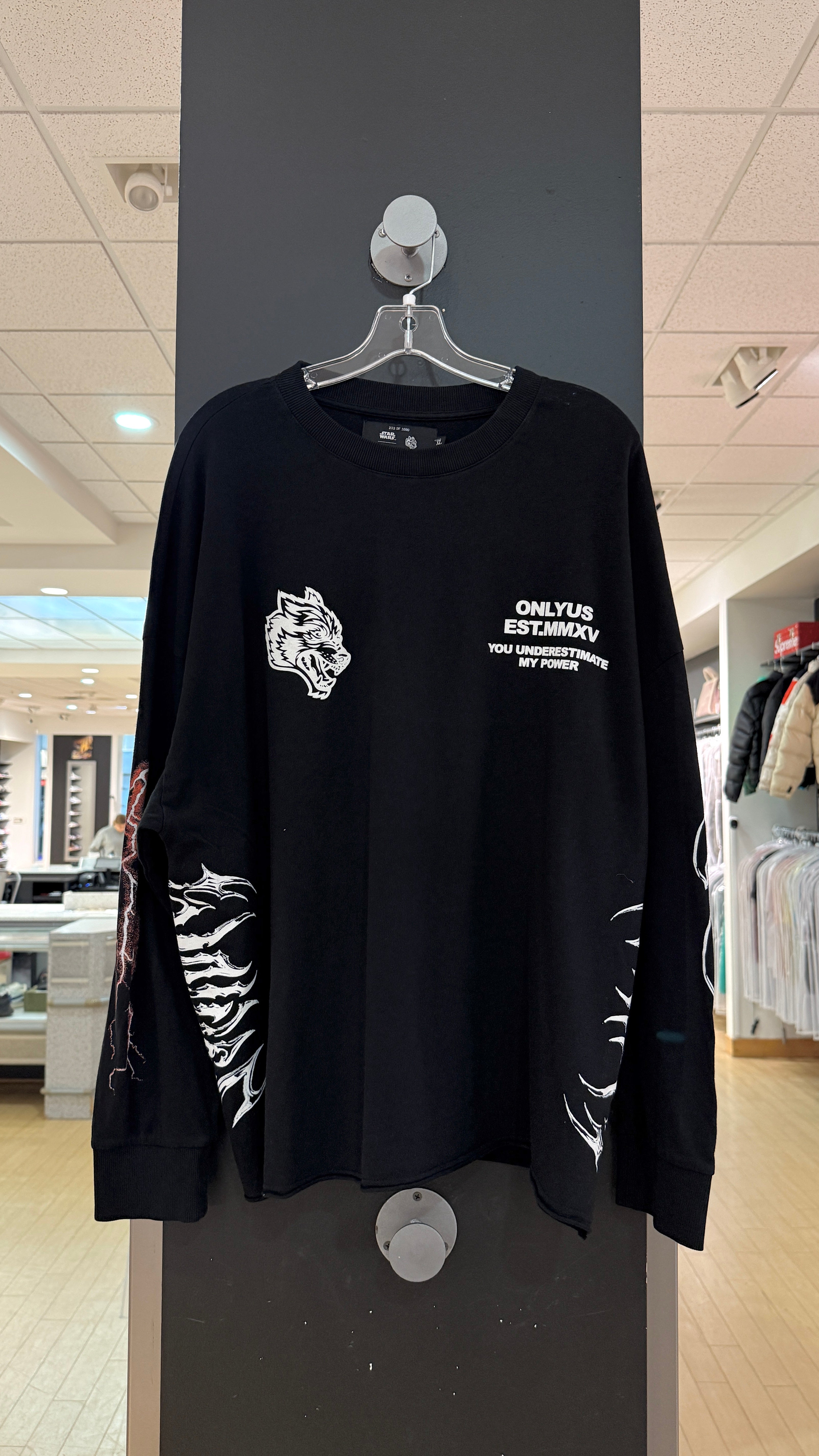 Darc Sport x Star Wars Kylo Ren Box Cut Long Sleeve Tee Black Sz XL